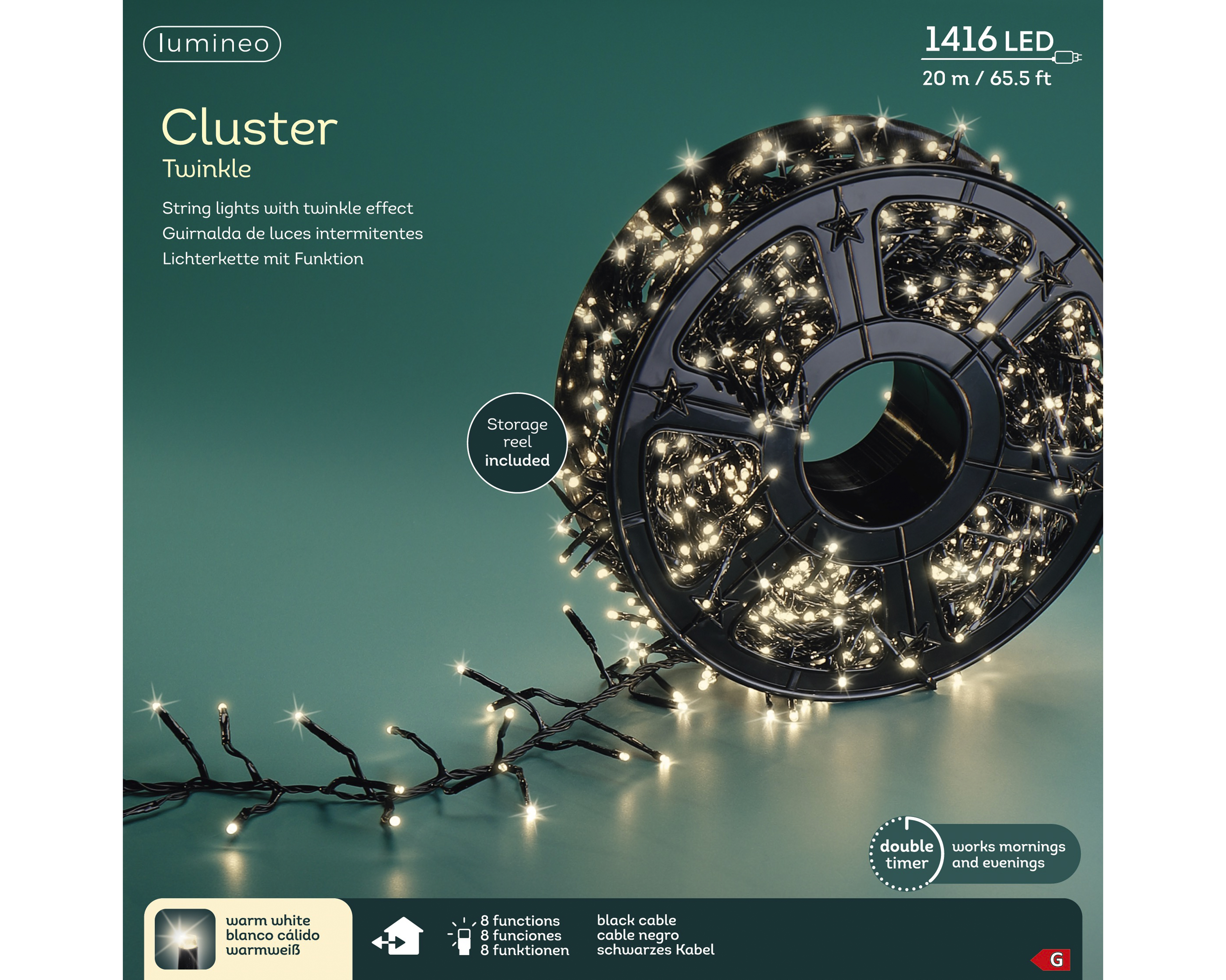 LED Basic-Beleuchtung - schwarz/warmes weiss, PVC, 5000cm-500L