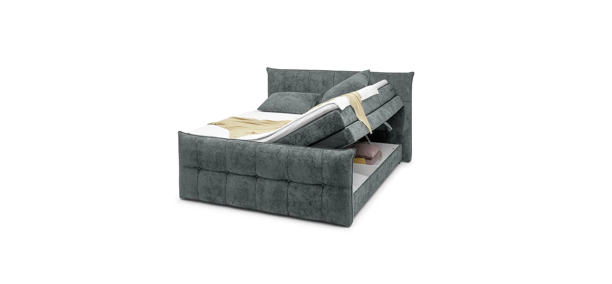 Boxspringbett, inkl. Bettkasten+Topper - Emilla