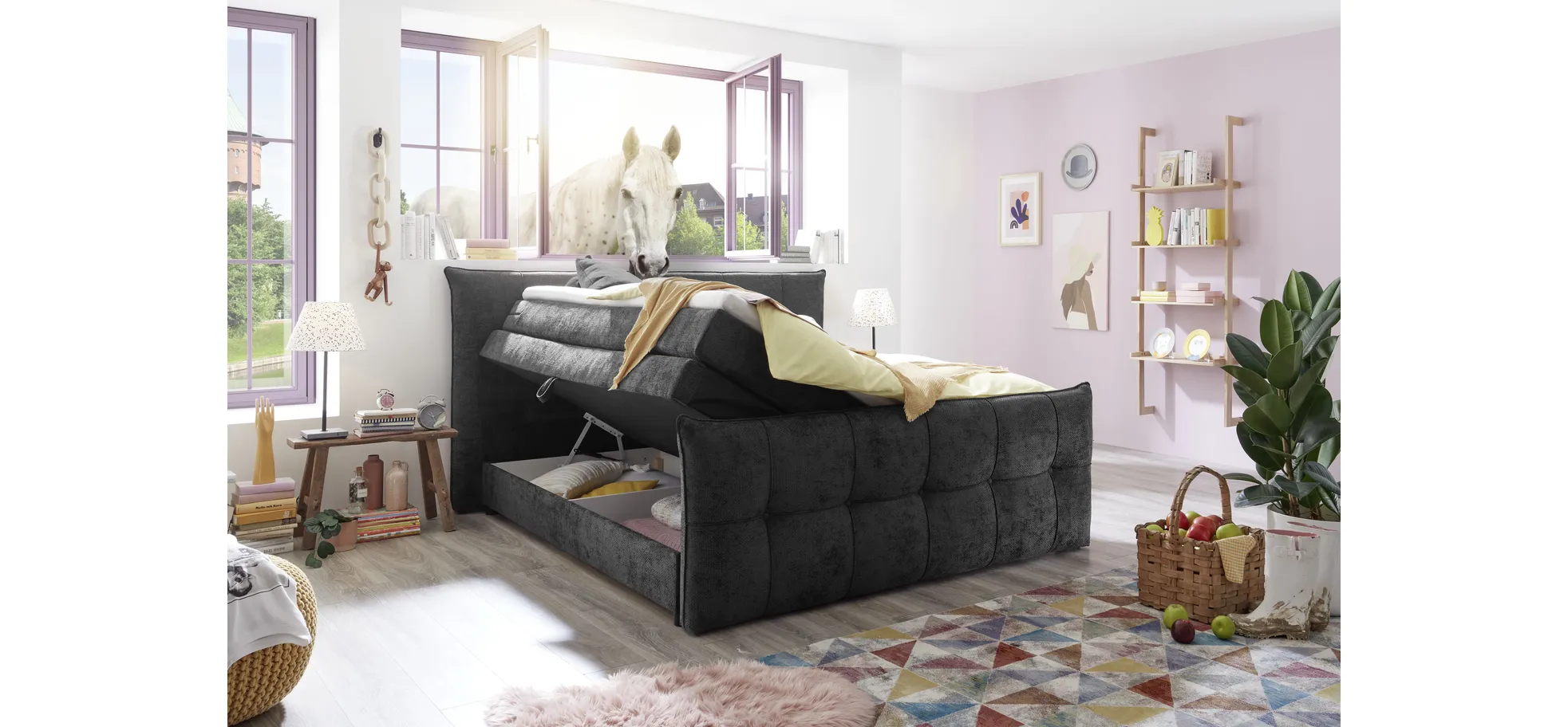 Boxspringbett, winter moss - Emilla
