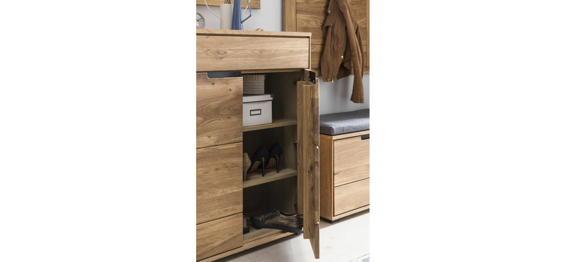 Schuhschrank, Kommode, Eiche, 2-trg., 1 SK - Edma