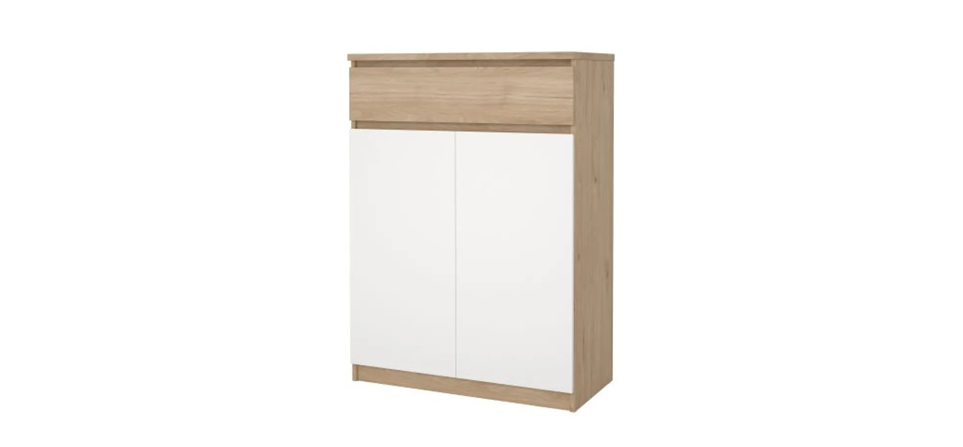 Schuhschrank - B ca. 81 cm, Jackson Hickory Nachbildung, Weiß