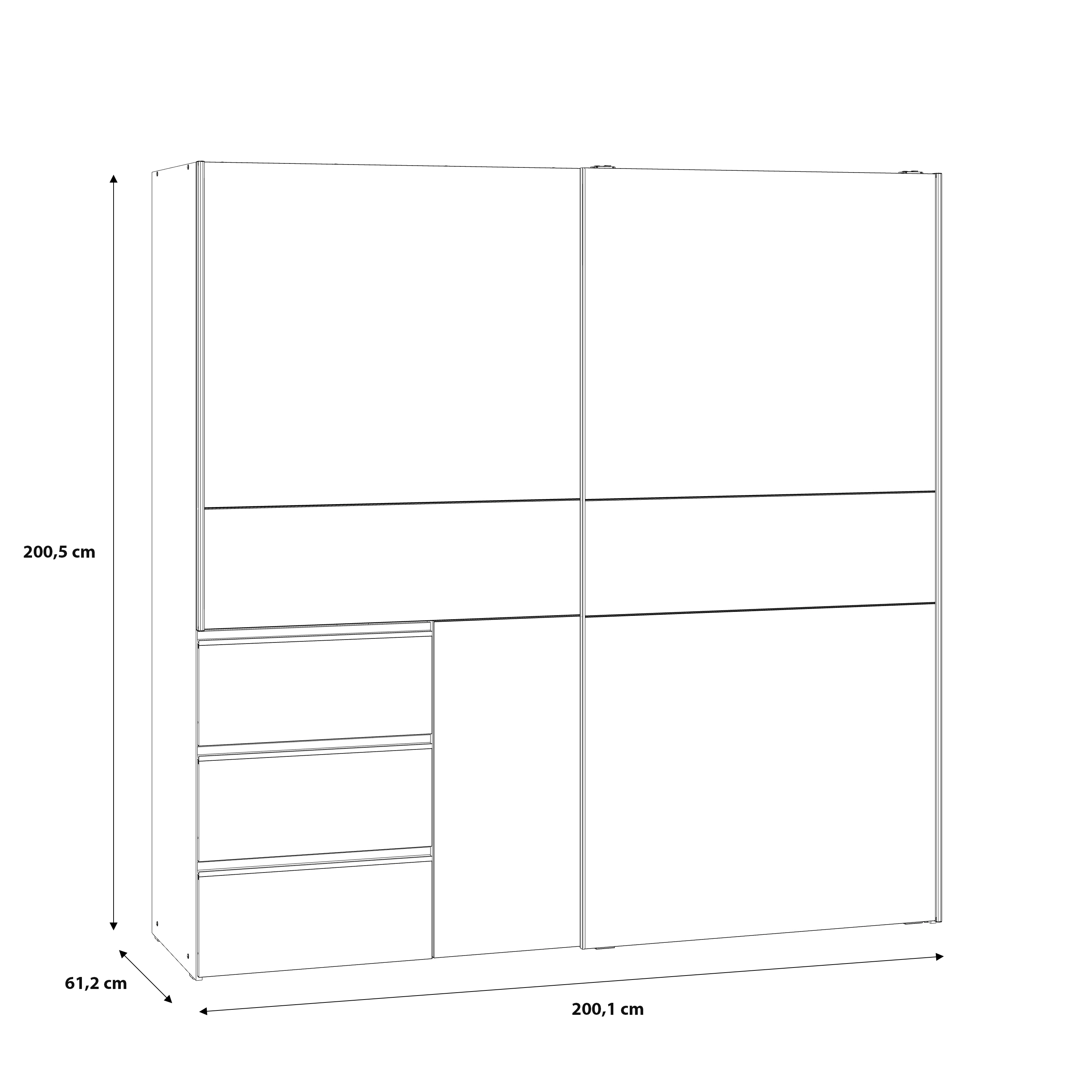 Schwebetürenschrank, Artisan Eiche, dunkelgrau - Fjolla