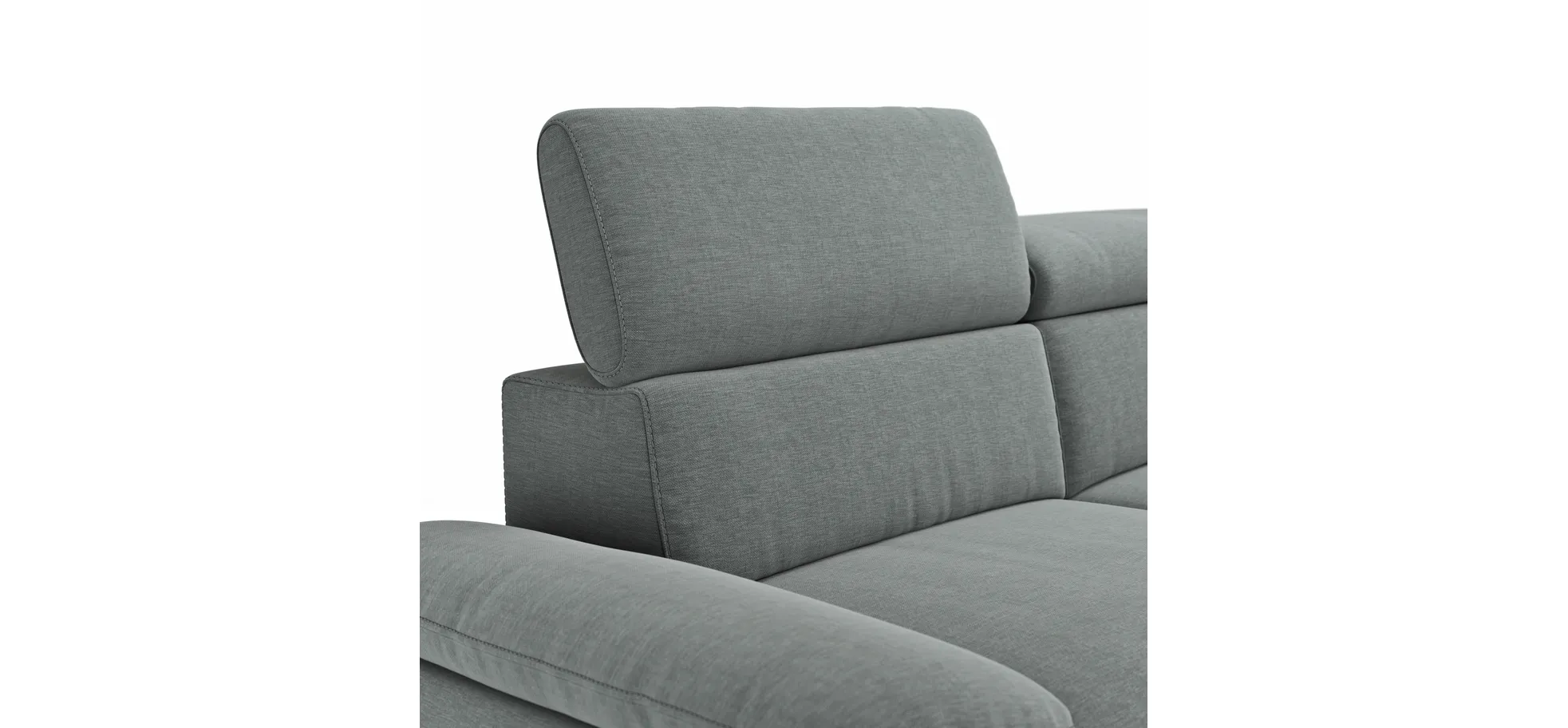 Ecksofa Felipa - 2,5-Sitzer mit Ecke rechts inkl. Armlehne verstellbar und Rückenlehne/Sitztiefe verstellbar (motorisch), Stoff, Grau