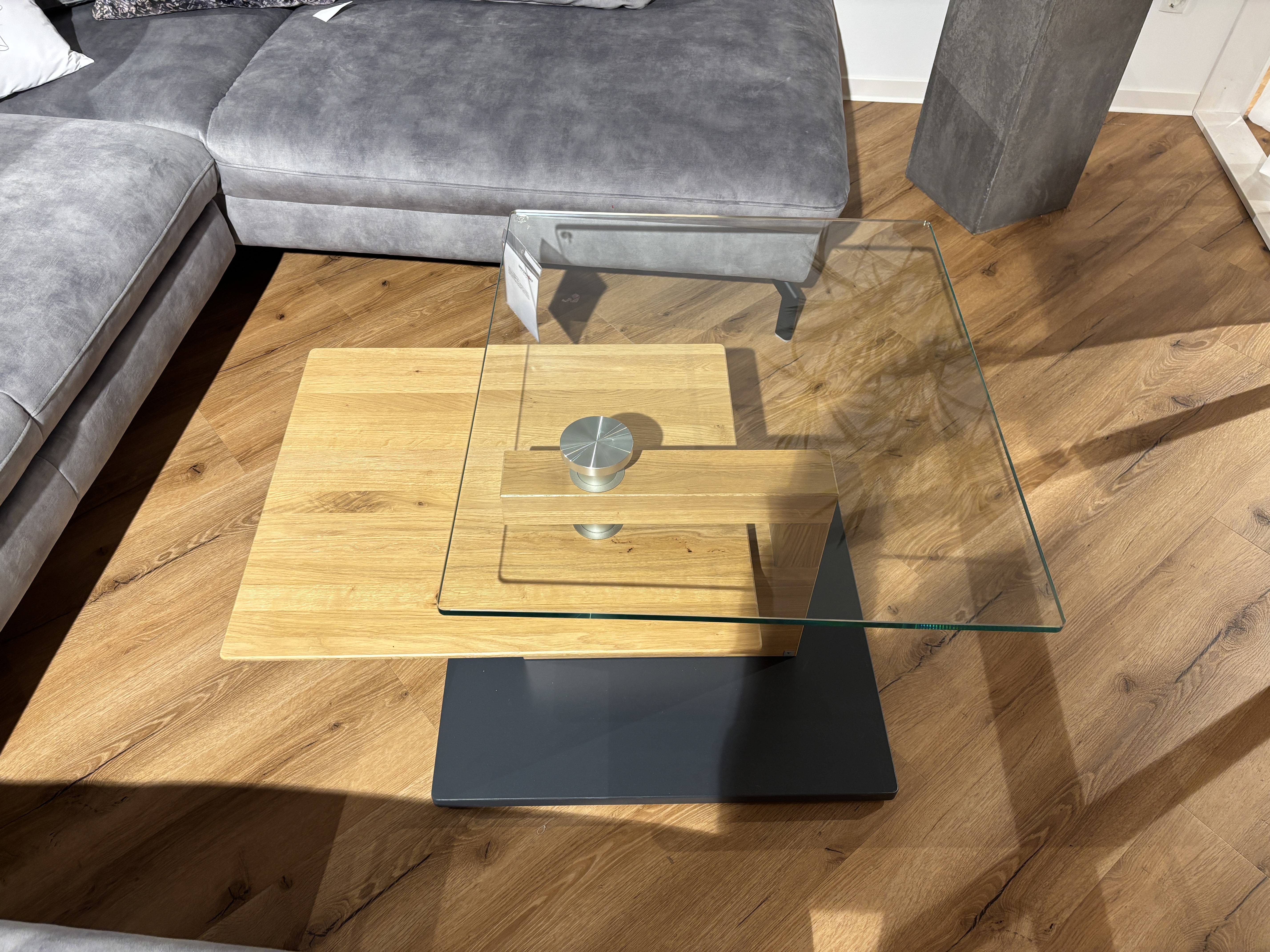 Couchtisch, Wildeiche massiv, auf Rollen - LS 009318
