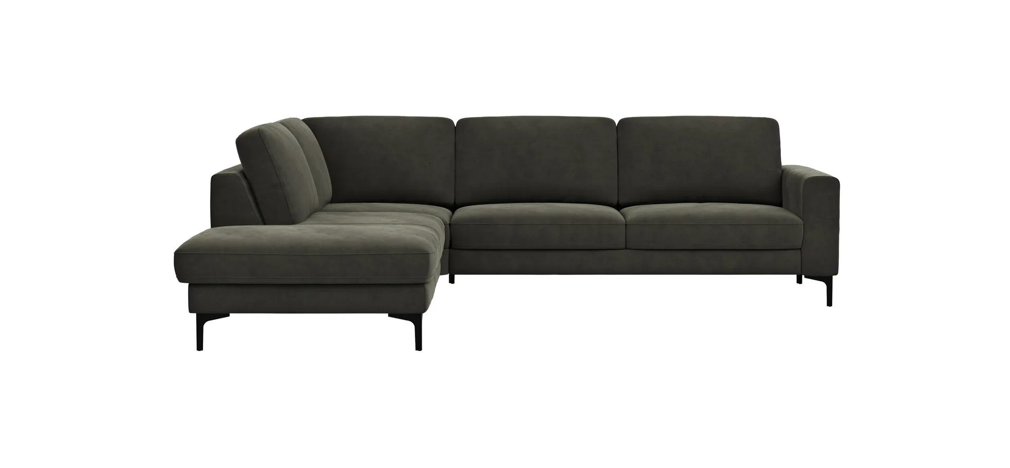 Ecksofa Oviedo - 2,5-Sitzer mit Ecke rechts, Stoff, Braungrün