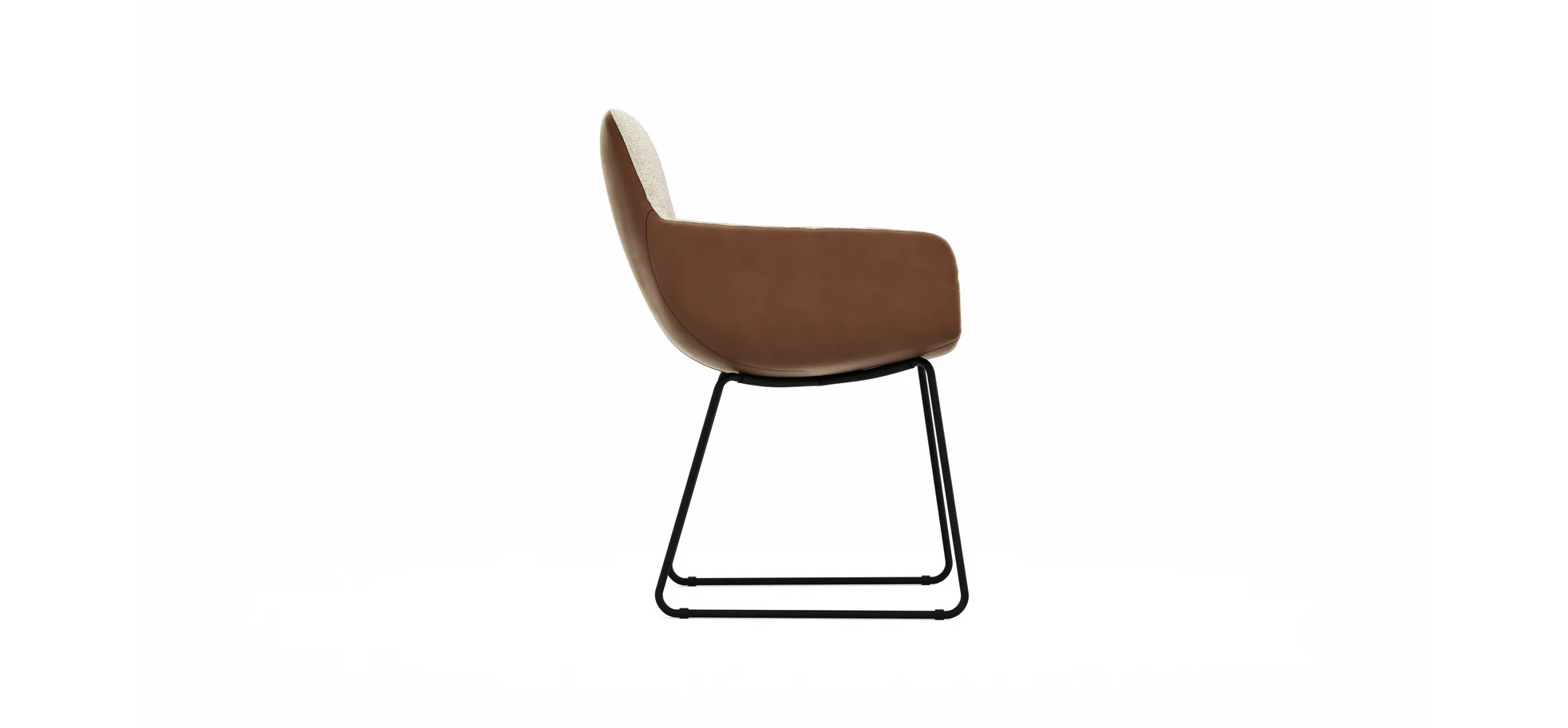 Armlehnstuhl Macano - Stoff & Leder, Beige, Cognac