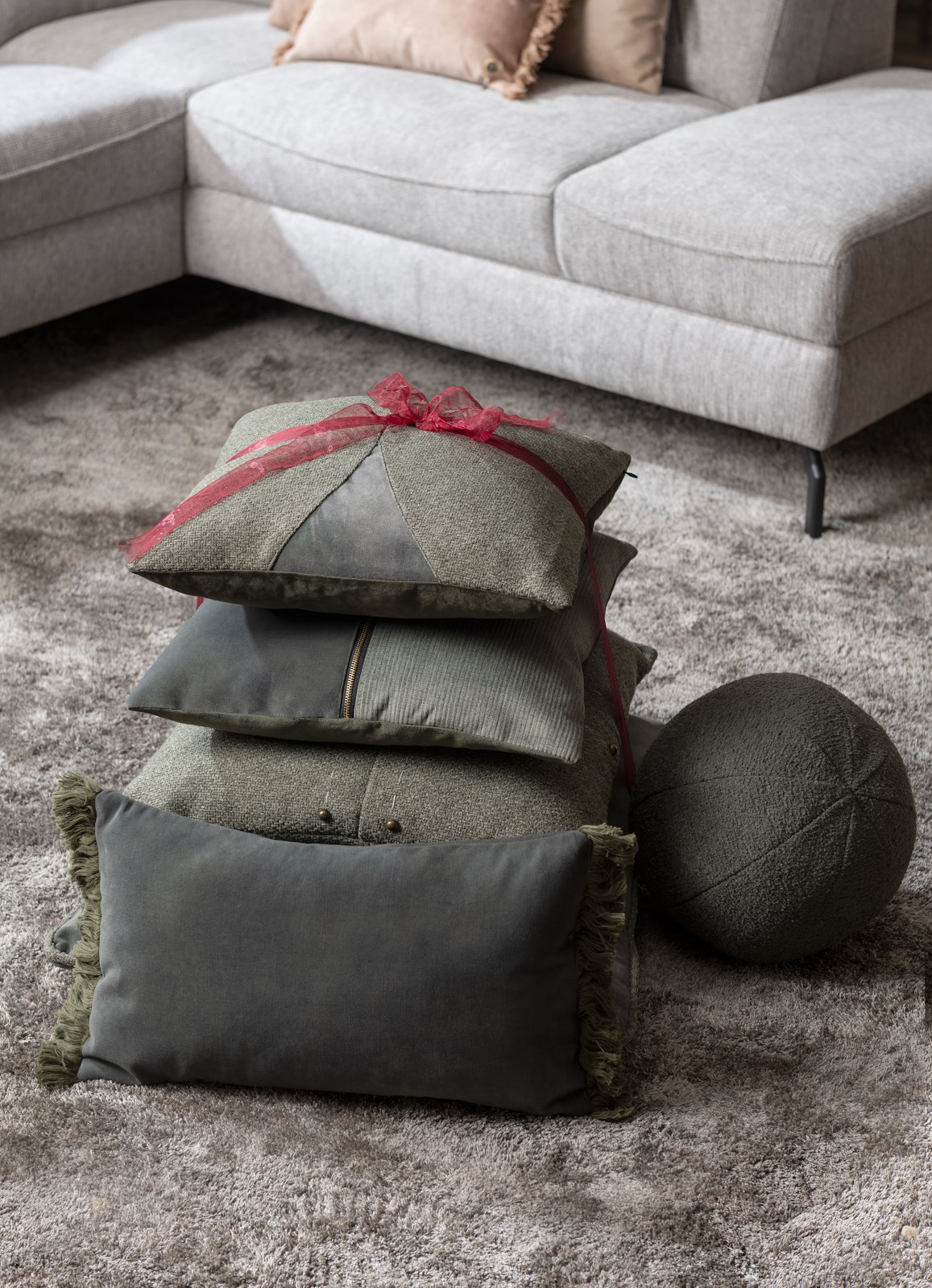 Kissenset Timeless, 6-teilig, Olive - Coco Maison