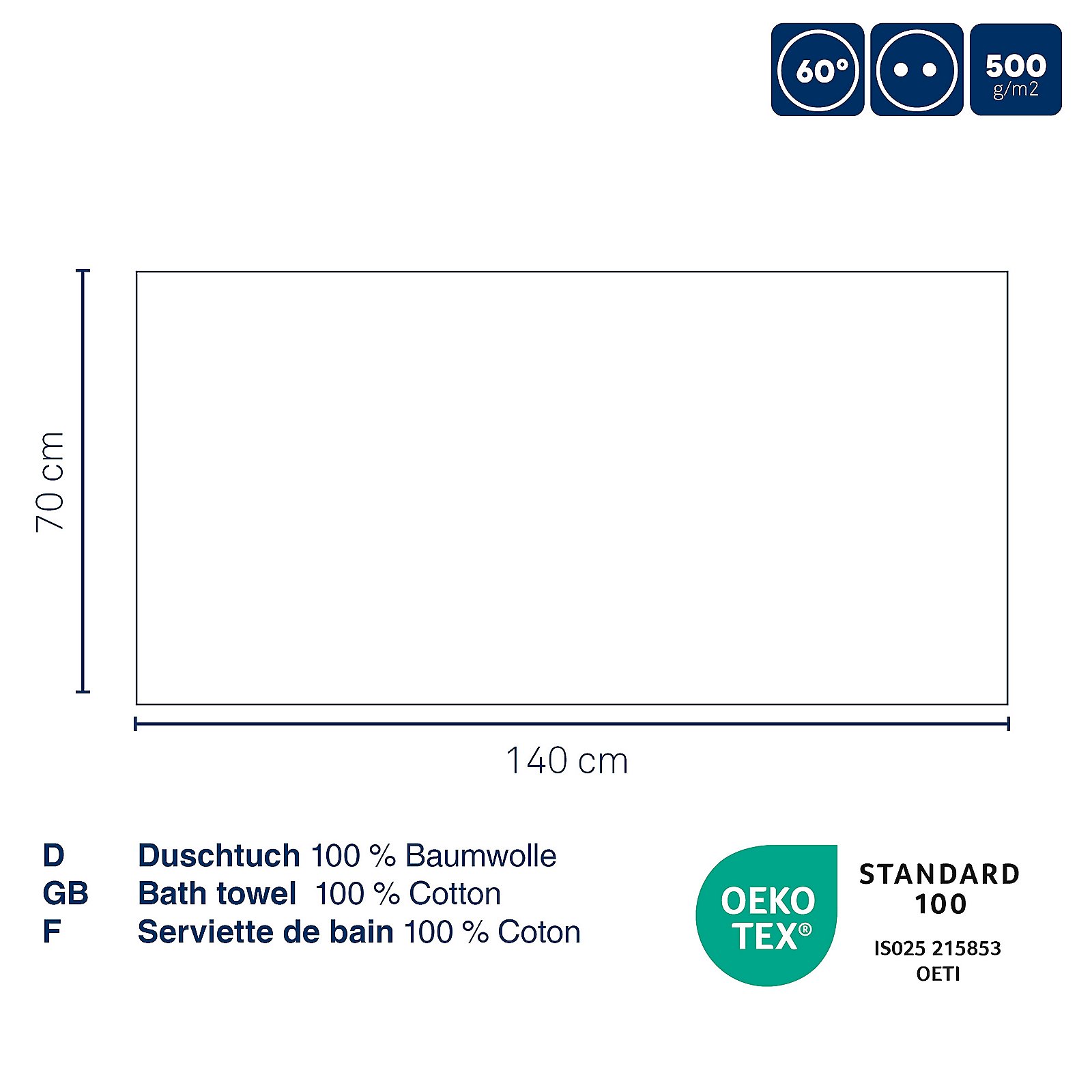 Duschtuch Leonora 140x70 cm - 100%Baumwolle Premium marineblau