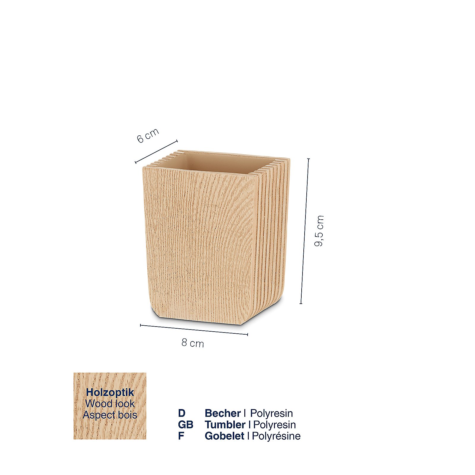 Becher Kaiu 6x9,5x8 cm - Polyresin natur