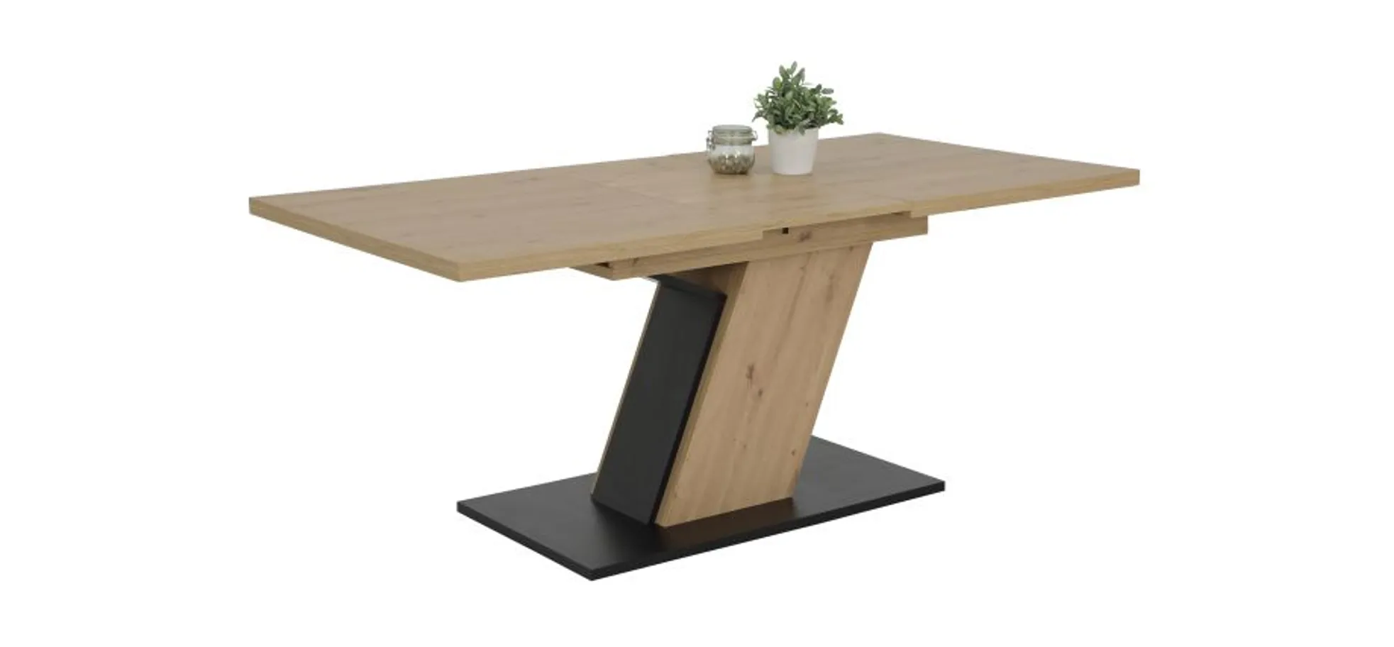 Esstisch - ausziehbar, LB ca. 140x90 cm, Eiche Dekor, Schwarz