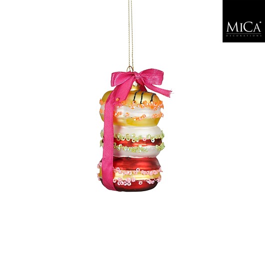 Dekoration Ornament Macaron - rot - h9xd5cm