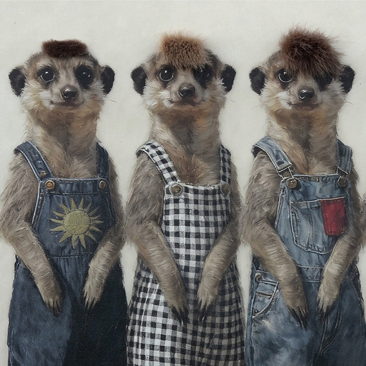 Bild Kunstfell Meerkat Fashion Week - Acrylgemälde 80x80 cm