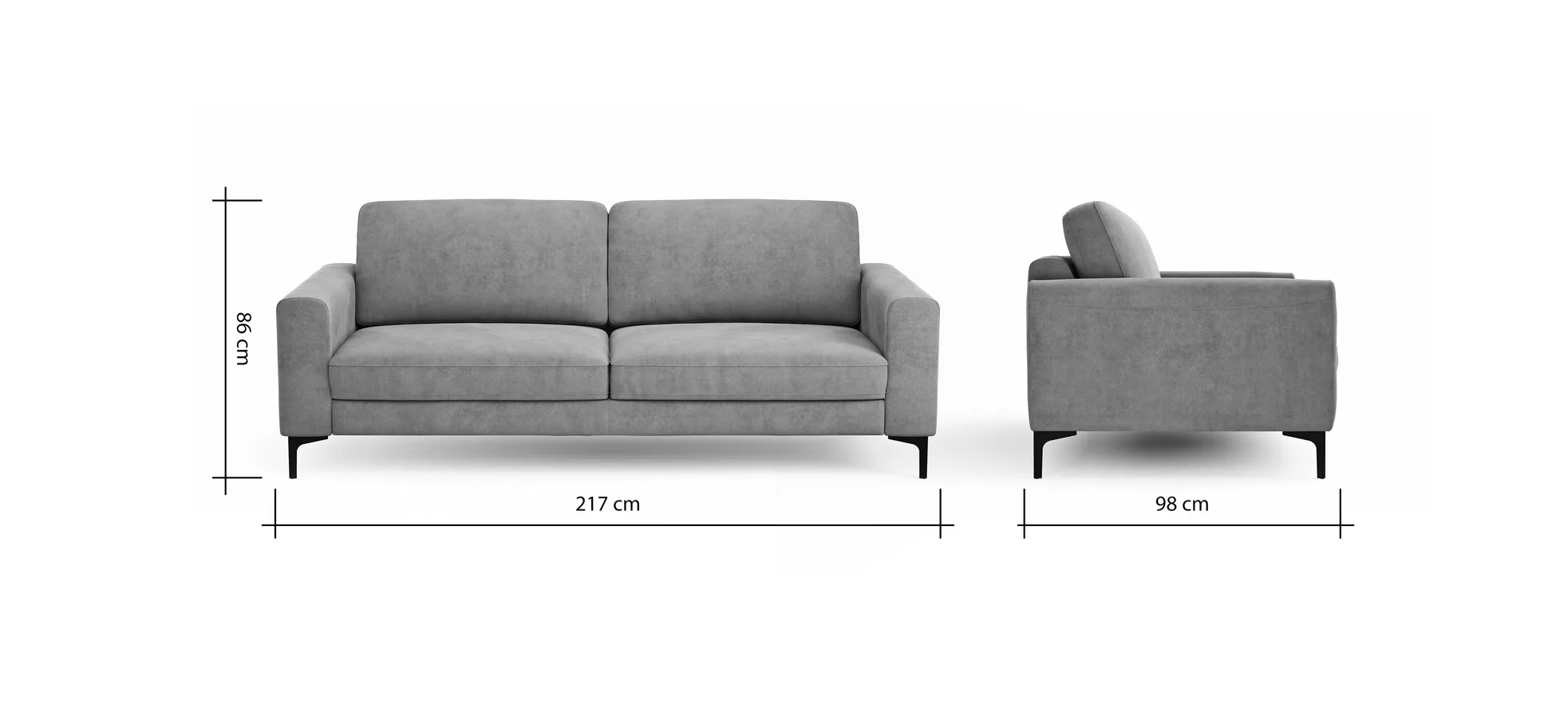 Sofa Oviedo - 3-Sitzer, Stoff, Grau
