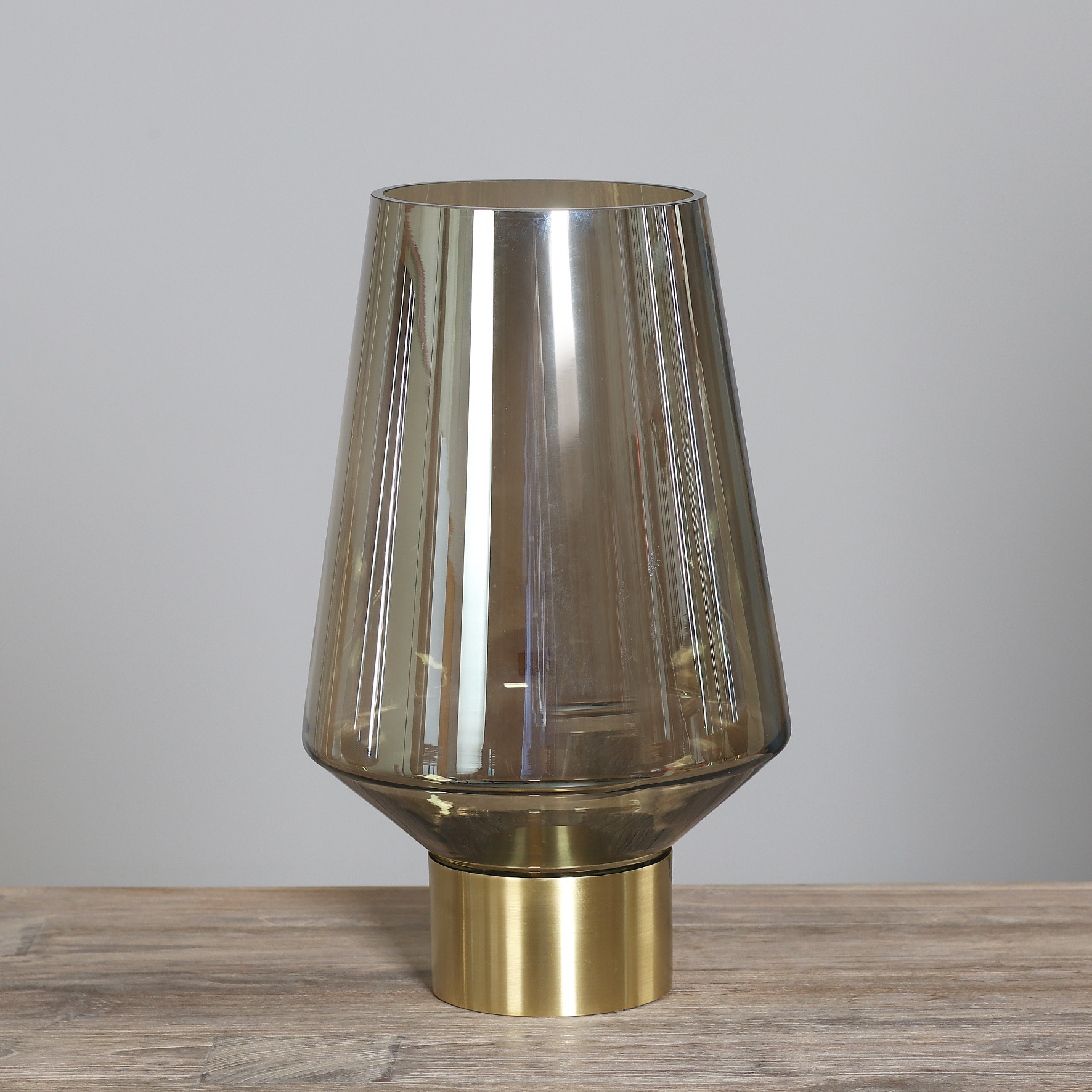 Glas Vase/Windlicht - gold, 40 cm