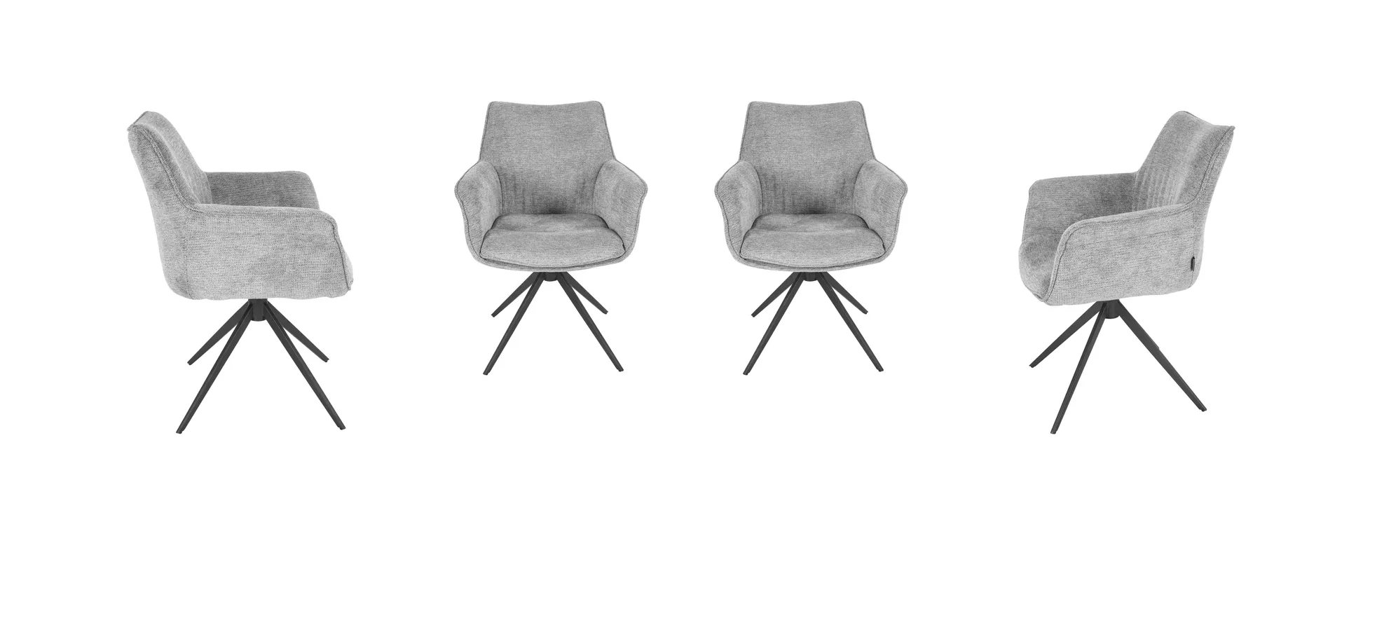 Armlehnstuhl, Bezug hellgrau, 360° drehbar - Maike