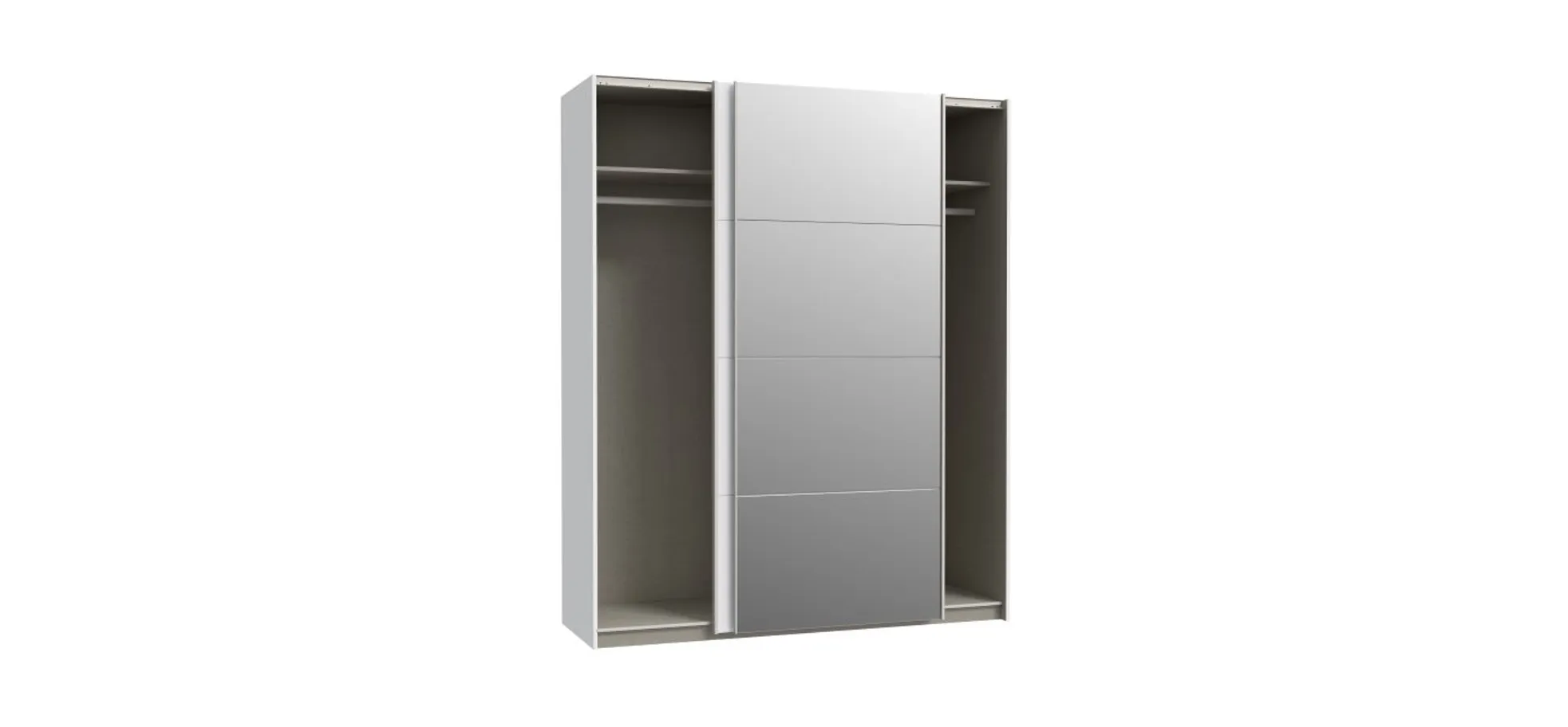 Schwebetürenschrank FREDDY 2- B ca. 170 cm, Weiß, Spiegel