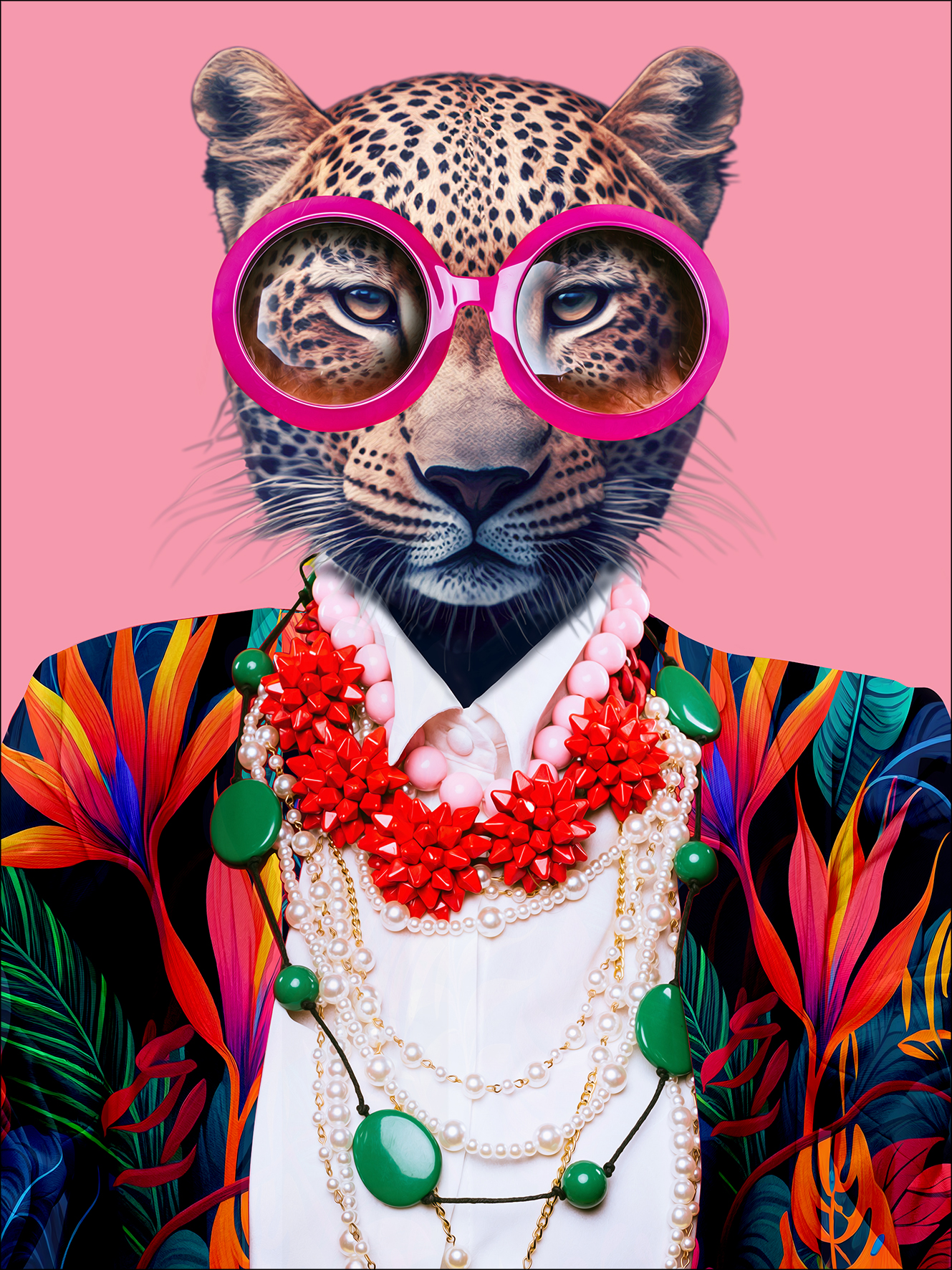 Bild "Cat with glasses II" - Glas-Art, 60x80cm