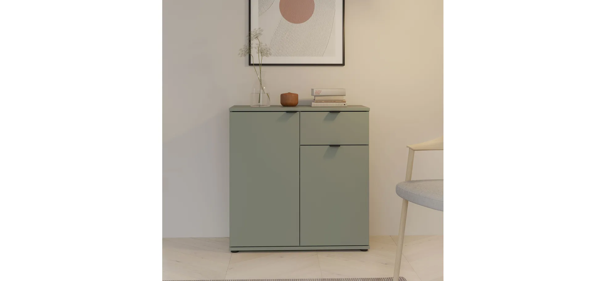 Kommode, Salbei, 2 Türen, 1 Schub - Finella