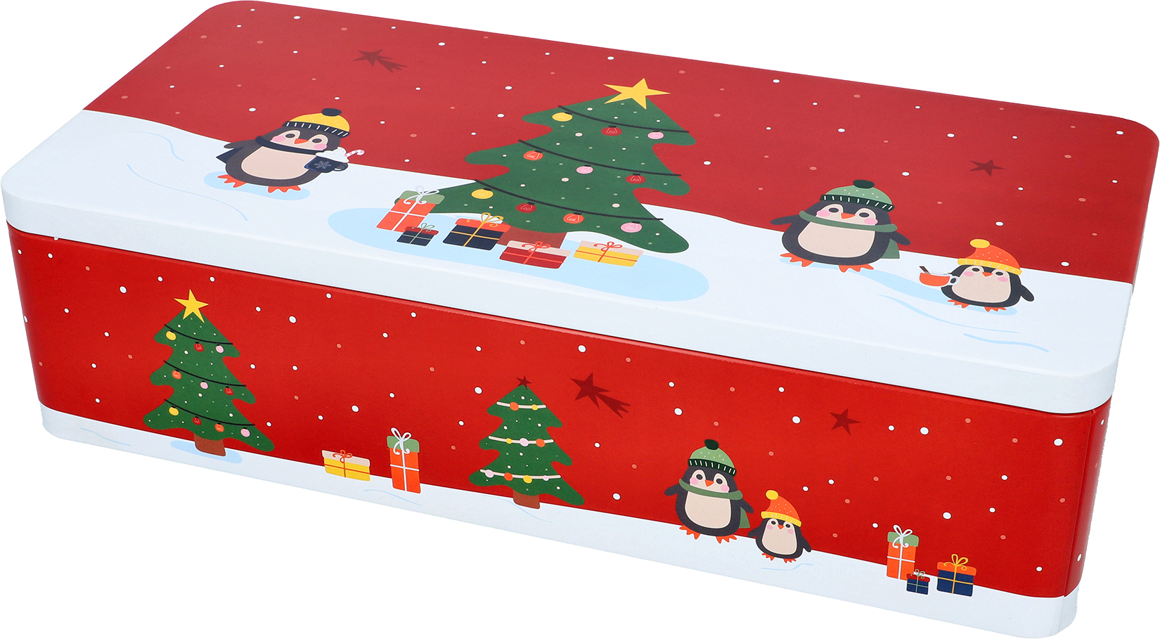 Gebäckdose XXL Winter Market, mit Einteiler - eckig, 42x20cm, Höhe 11cm