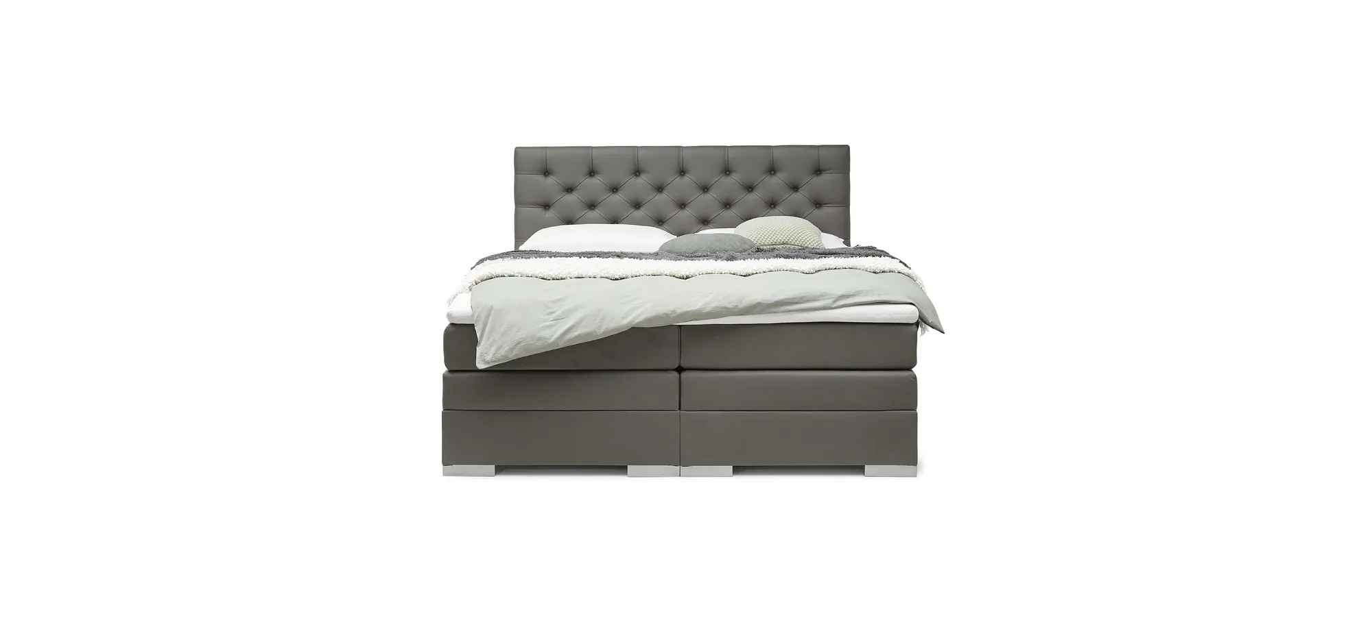 Boxspringbett, Stoff grau   - Sandrin E 