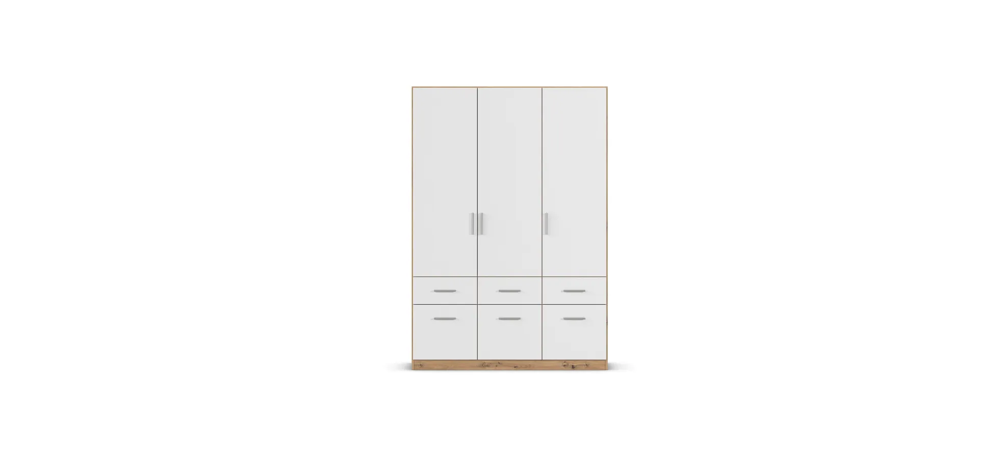 Drehtürenschrank REXY MATT- B 136 cm, Eiche Dekor, Weiß