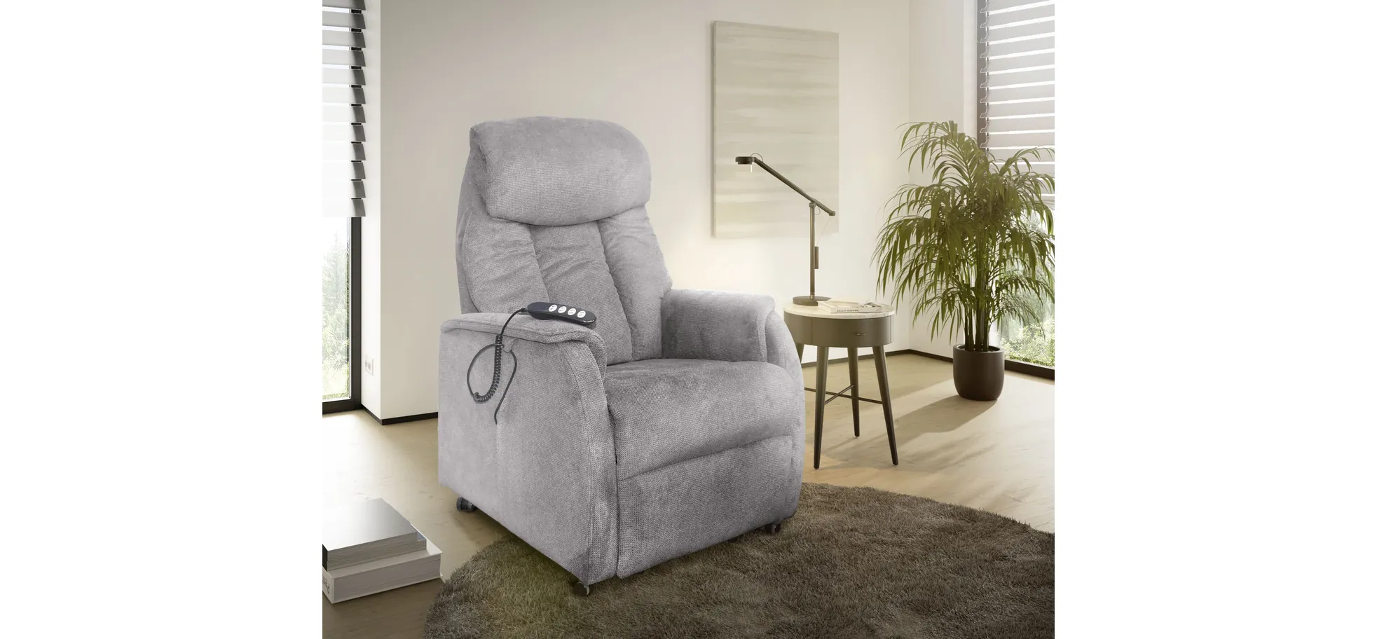 Fernsehsessel, Stoff grau, 3-motorisch - Marin