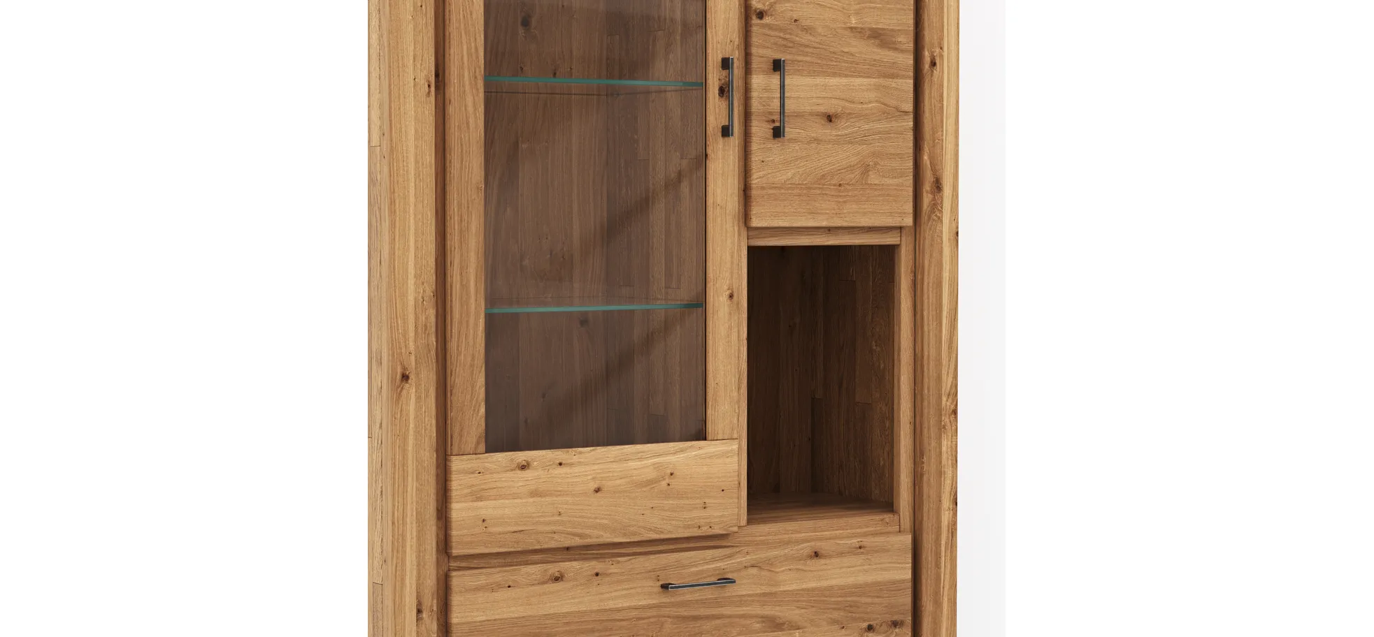Vitrine Farmingdale - Eiche massiv, natur geölt