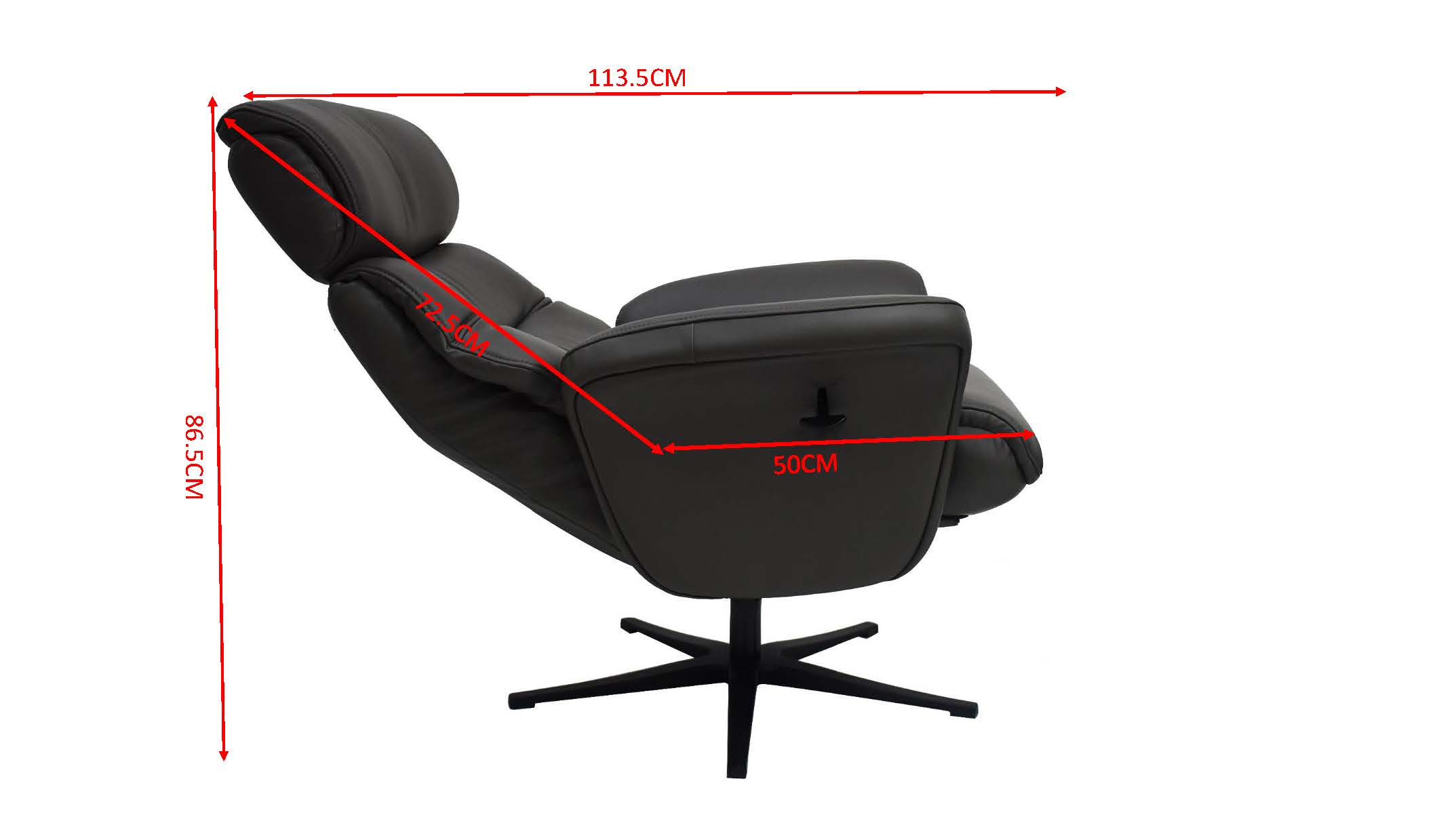 Relaxsessel mit Hocker, Leder dunkelgrau - Mio