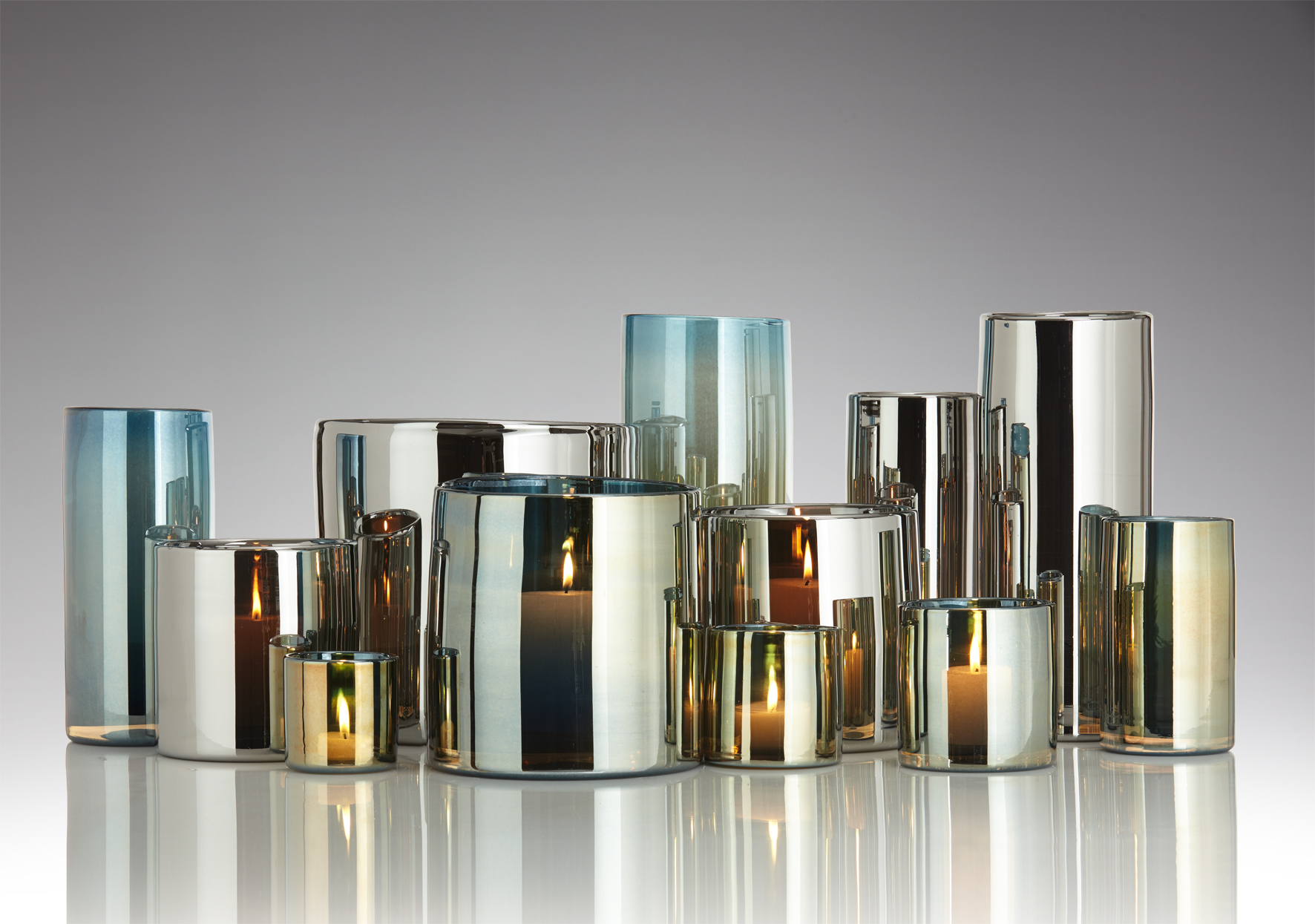 Vase Sila blau-gold 13 Ø 32 h - 