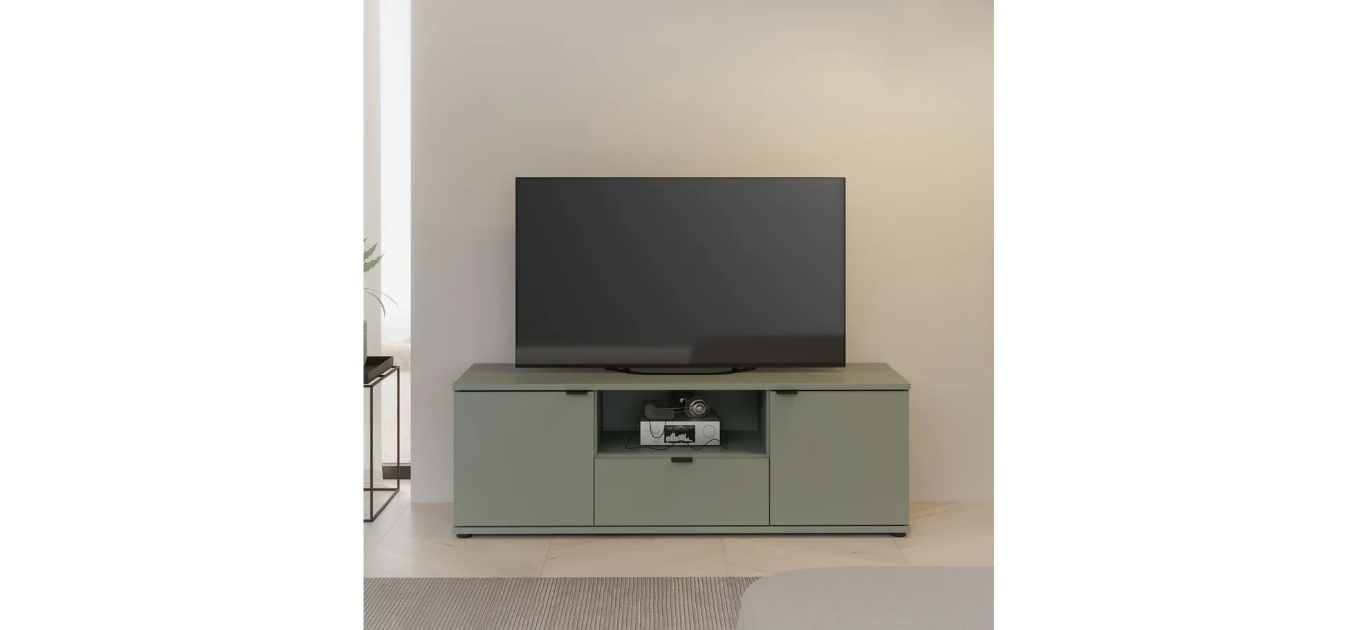 TV-Unterschrank, Salbei, 2 Türen, 1 Schub - Finella