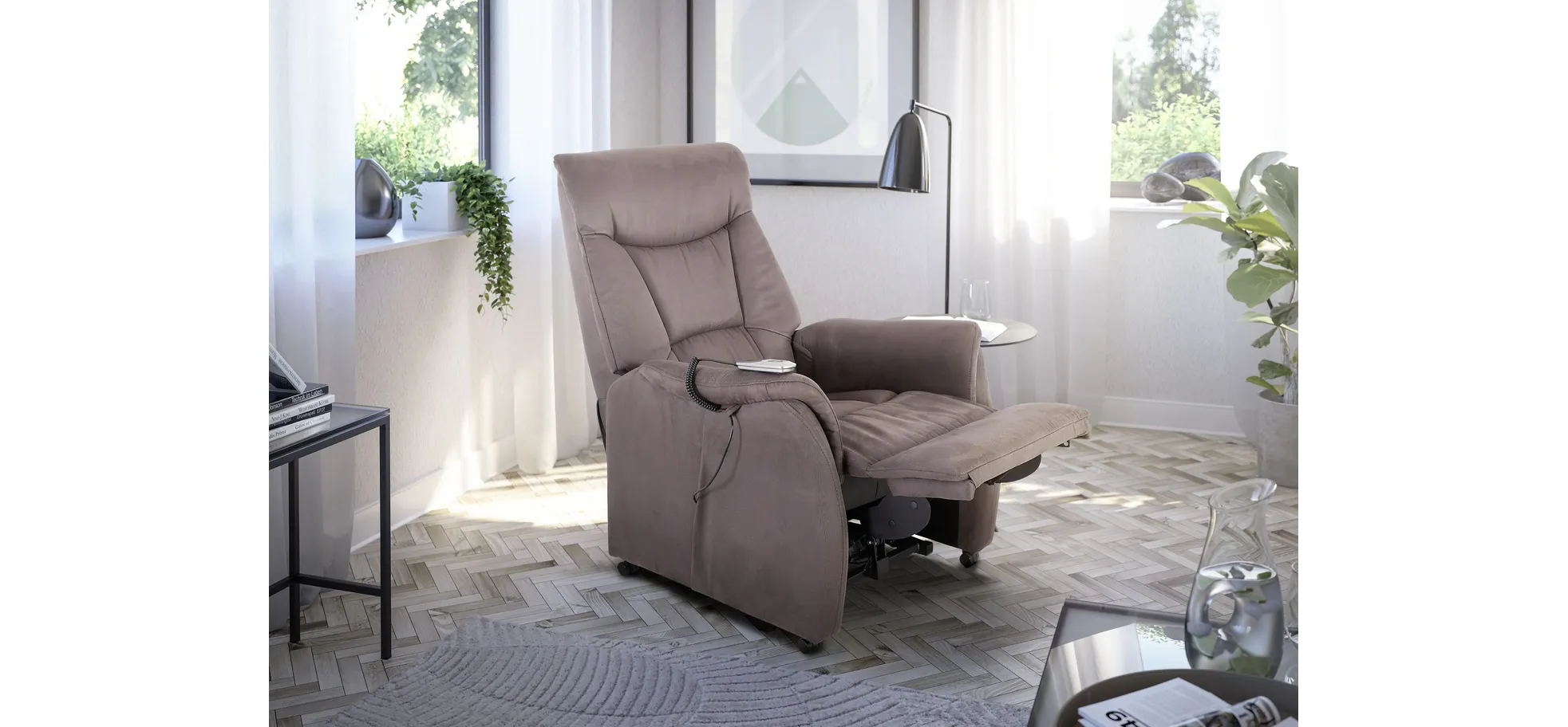 TV-Sessel MALEK - Aufstehhilfe, Relaxfunktion, Kopfteilverstellung, Stoff, Braun TV-Sessel MALEK - Aufstehhilfe, Relaxfunktion, Kopfteilverstellung, Stoff, Braun