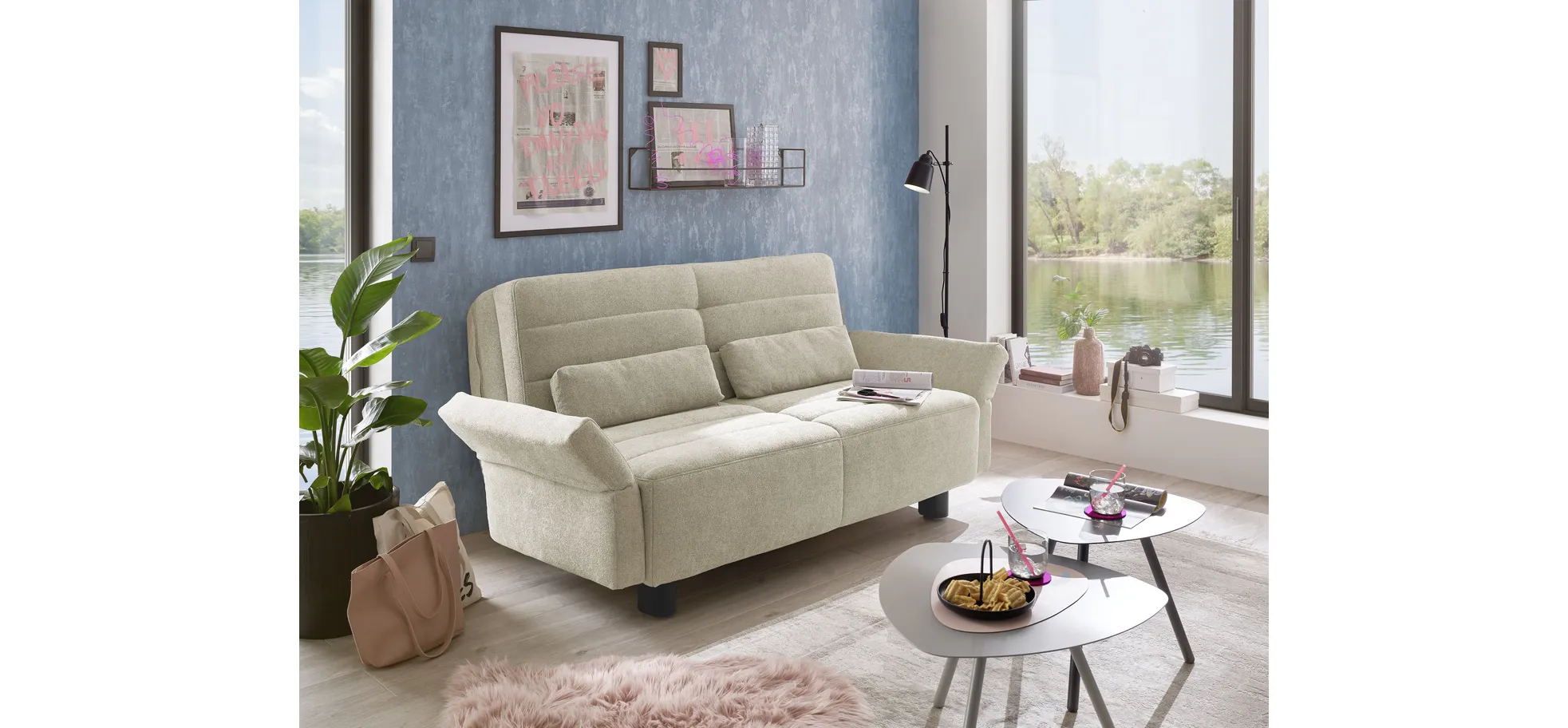 Faltsofa Easy - 2-Sitzer, ca. 140 cm inkl. Schlaffunktion/Topper/Armteil verstellbar, Stoff, Taupe Faltsofa Easy - 2-Sitzer, ca. 140 cm inkl. Schlaffunktion/Topper/Armteil verstellbar, Stoff, Taupe