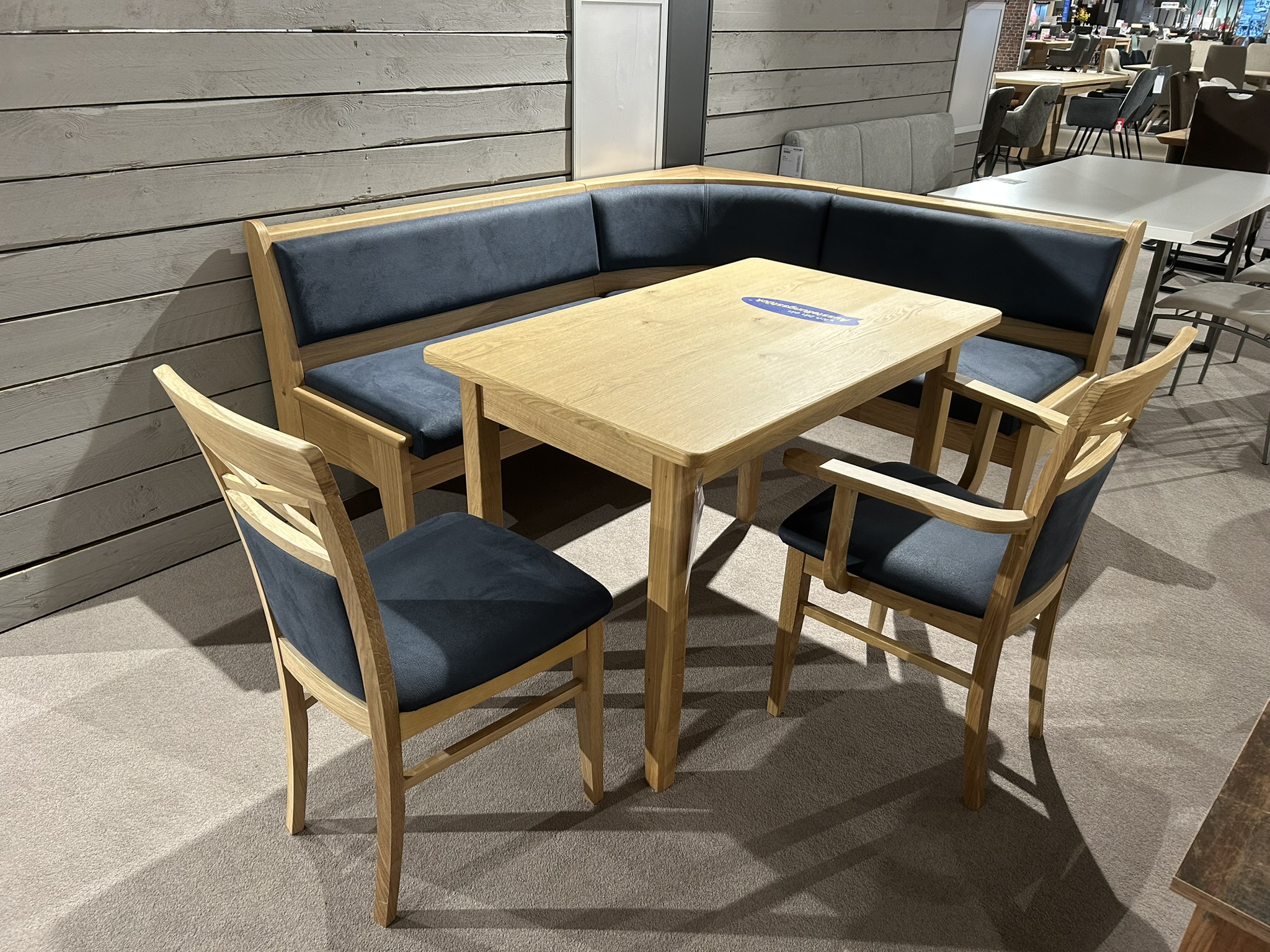 Eckbankgruppe, Bezug Blau, Holz Wildeiche - LS23 Manzan
