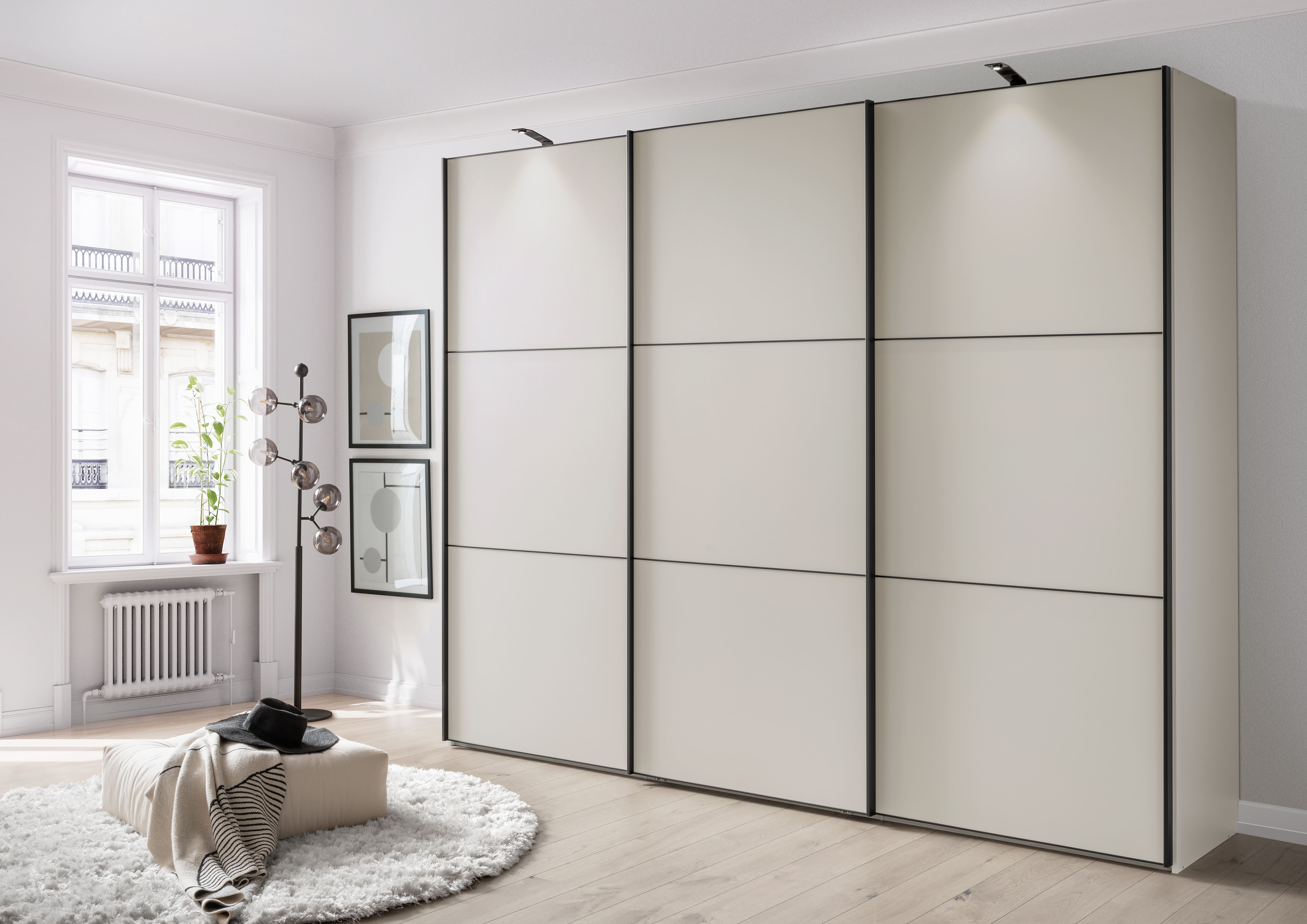 Schwebetürenschrank 3-türig,Champagner Dekor - EM Paredes