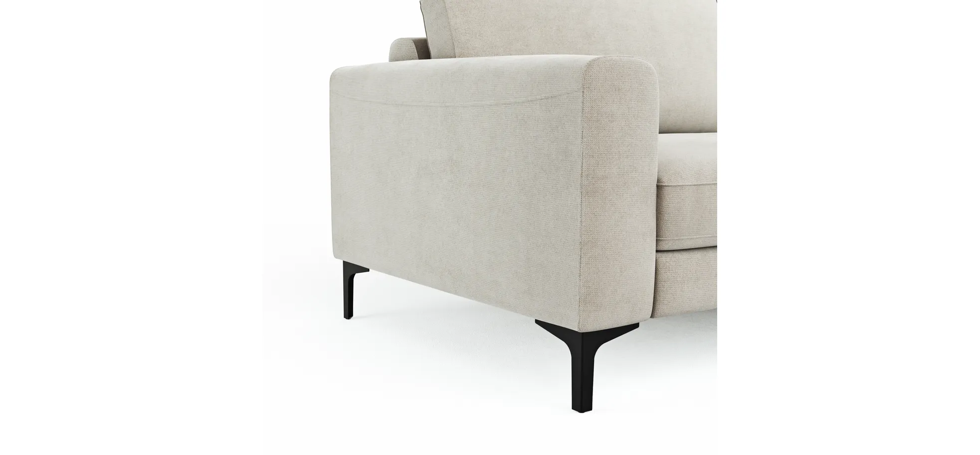 Ecksofa Oviedo - 1,5-Sitzer mit Longchair rechts inkl. Relaxfunktion (motorisch), Stoff, Natur