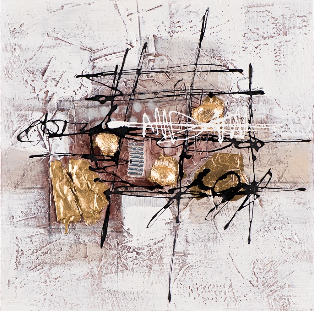 Acrylgemälde Muscheln in gold - ca. 40x40cm