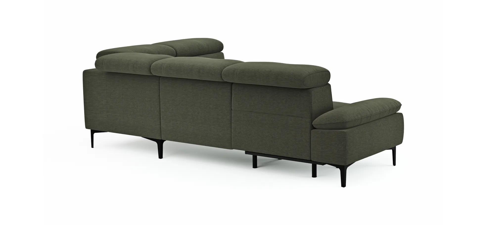 Ecksofa Felipa - 2,5-Sitzer mit Ecke rechts inkl. Armlehne verstellbar und Rückenlehne/Sitztiefe verstellbar (motorisch), Stoff, Dunkelgrün