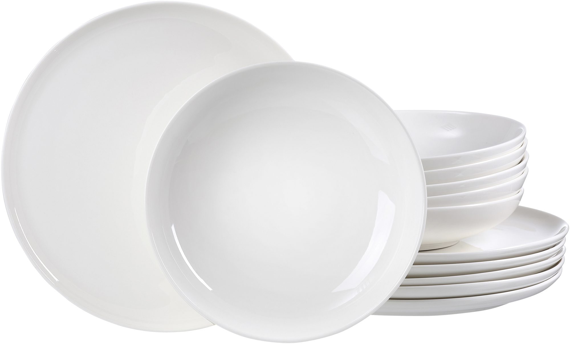 Tafelservice Skagen Weiss 12tlg. - Porzellan, spülmaschinenfest, rund, weiß