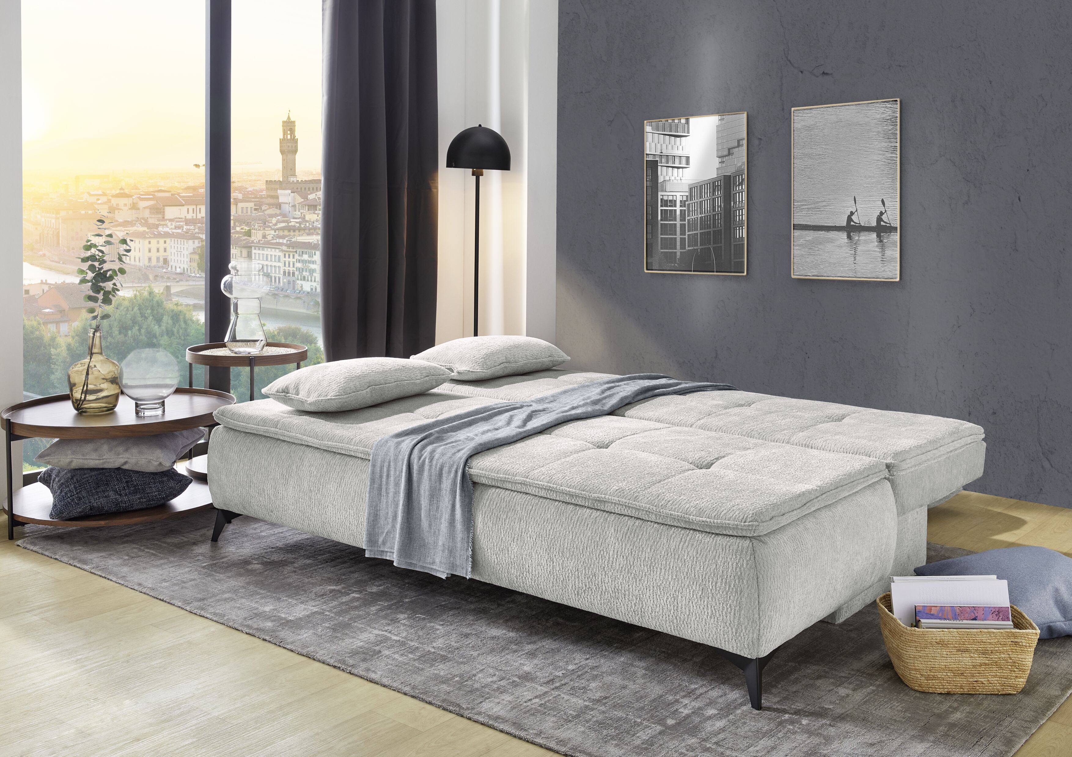 Querschläfer, hellgrau, mit Bettkasten - MyStyle 2168