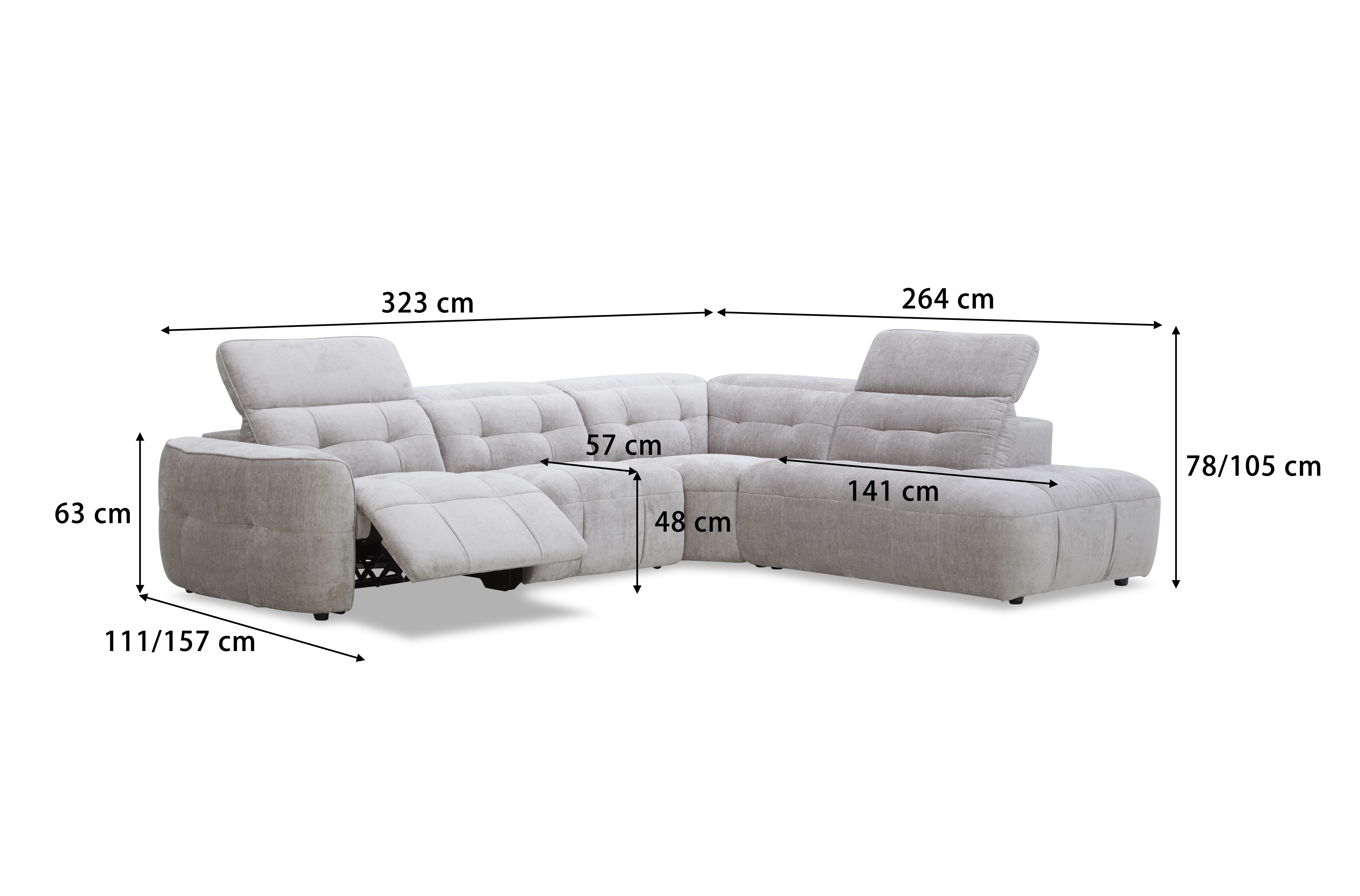 Großes Ecksofa, light grey - MyStyle 2198