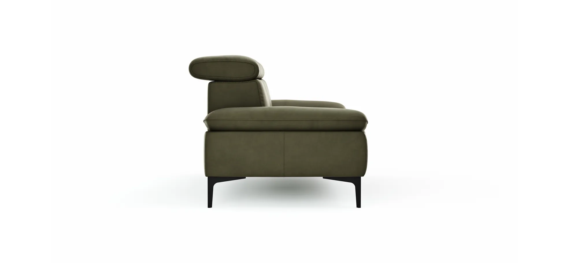 Sofa Felipa - 3-Sitzer inkl. Kopfteil verstellbar, Leder, Olive