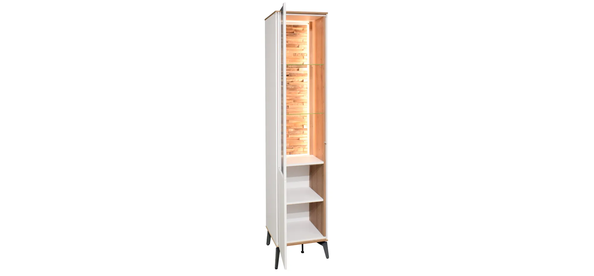 Vitrine - B ca. 42 cm, Weiß, Asteiche, Schwarz Vitrine - B ca. 42 cm, Weiß, Asteiche, Schwarz