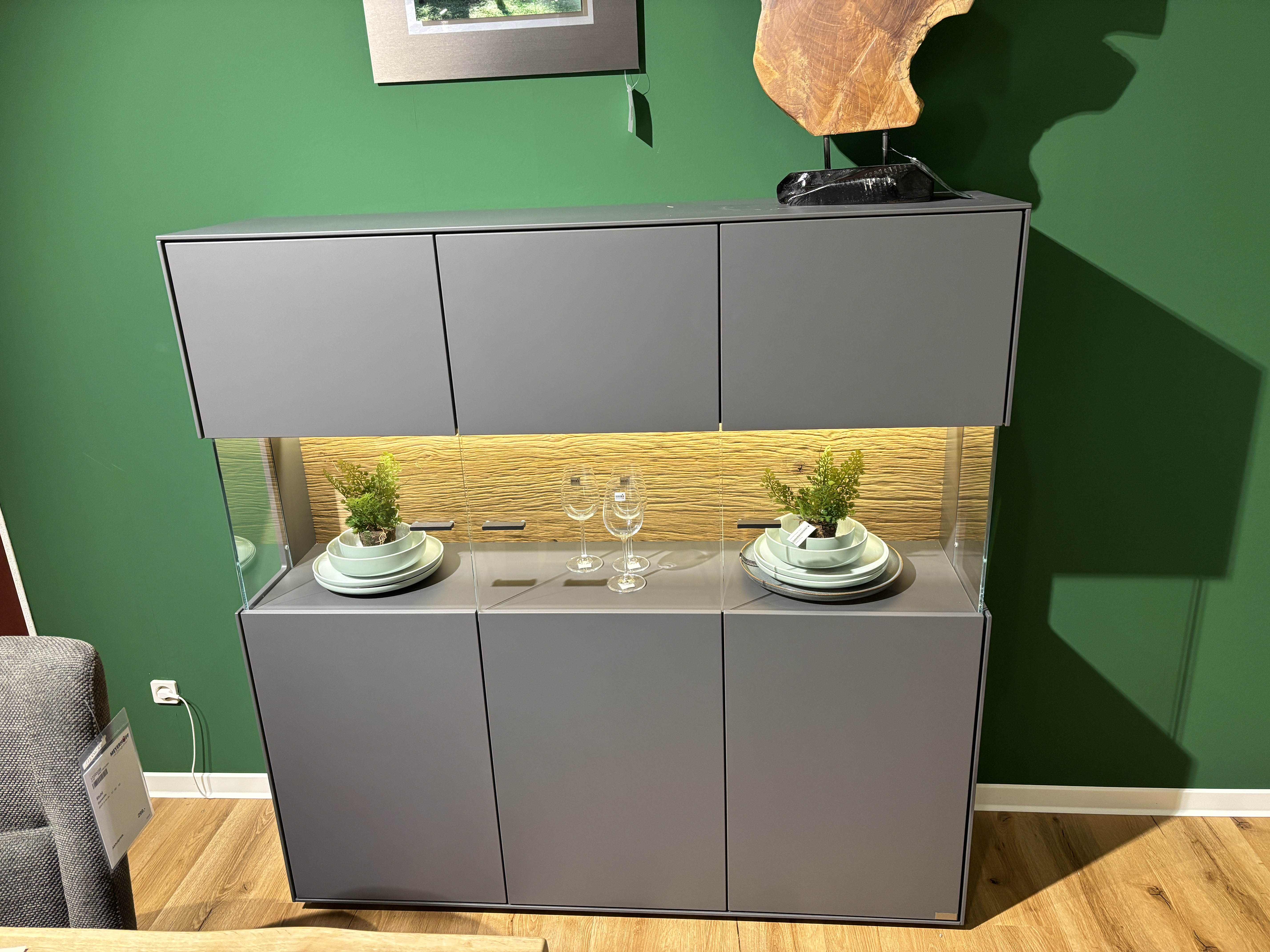 Highboard, Lack graphitgrau, 3-trg. - Tuscon