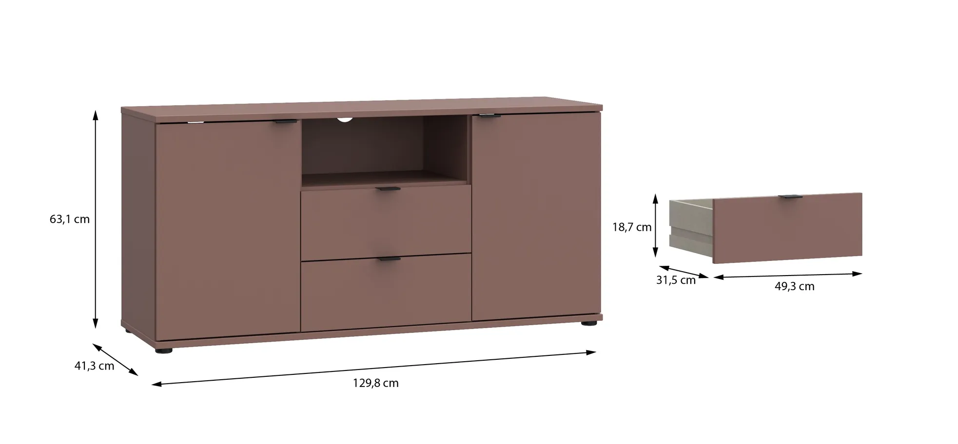 TV-Unterschrank, Terracotta  - Finella