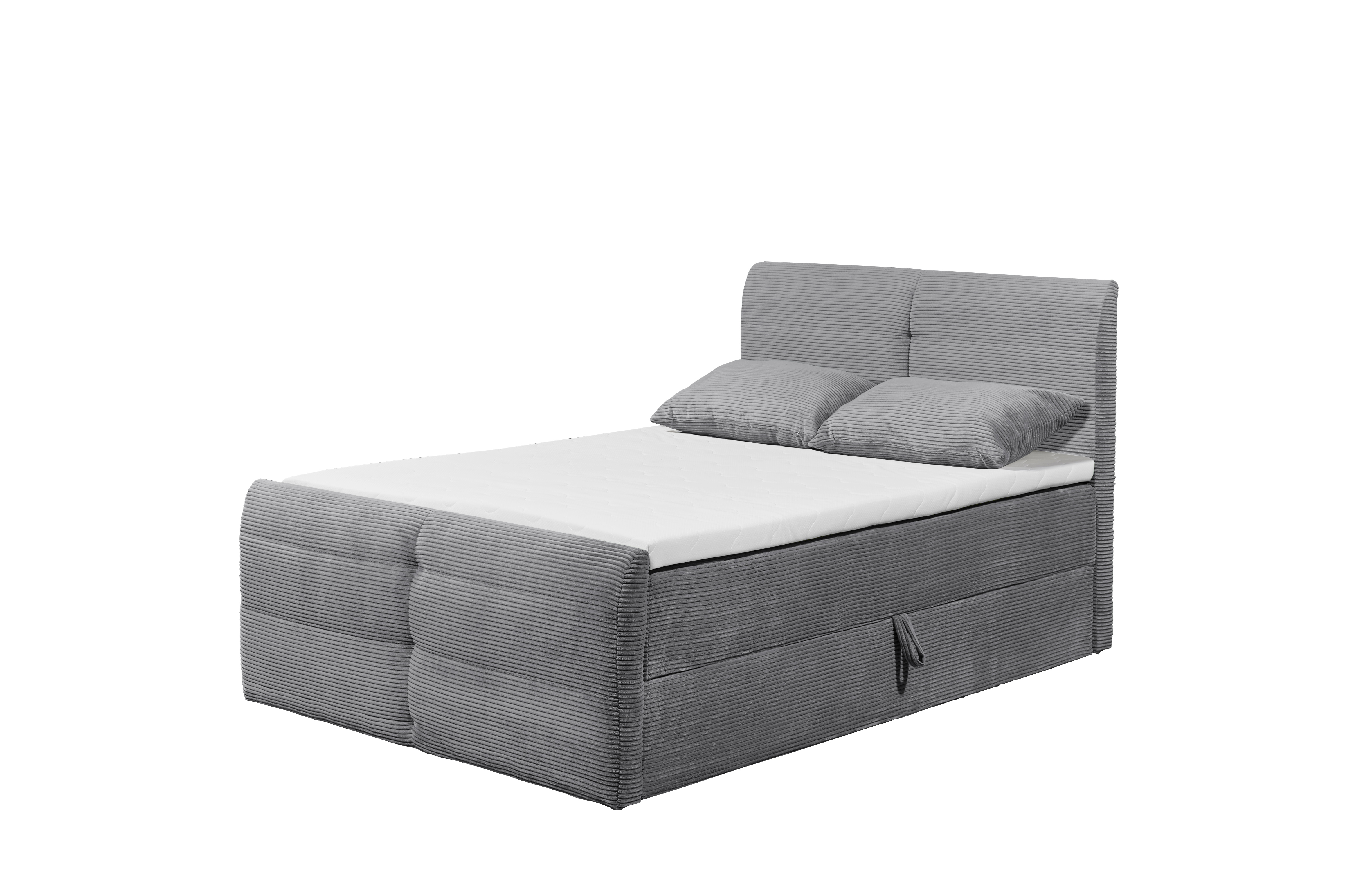 Boxspringbett, ca. 120 x 200 cm, inkl. Bettkasten  - MyStyle 3063, Stoff ash 