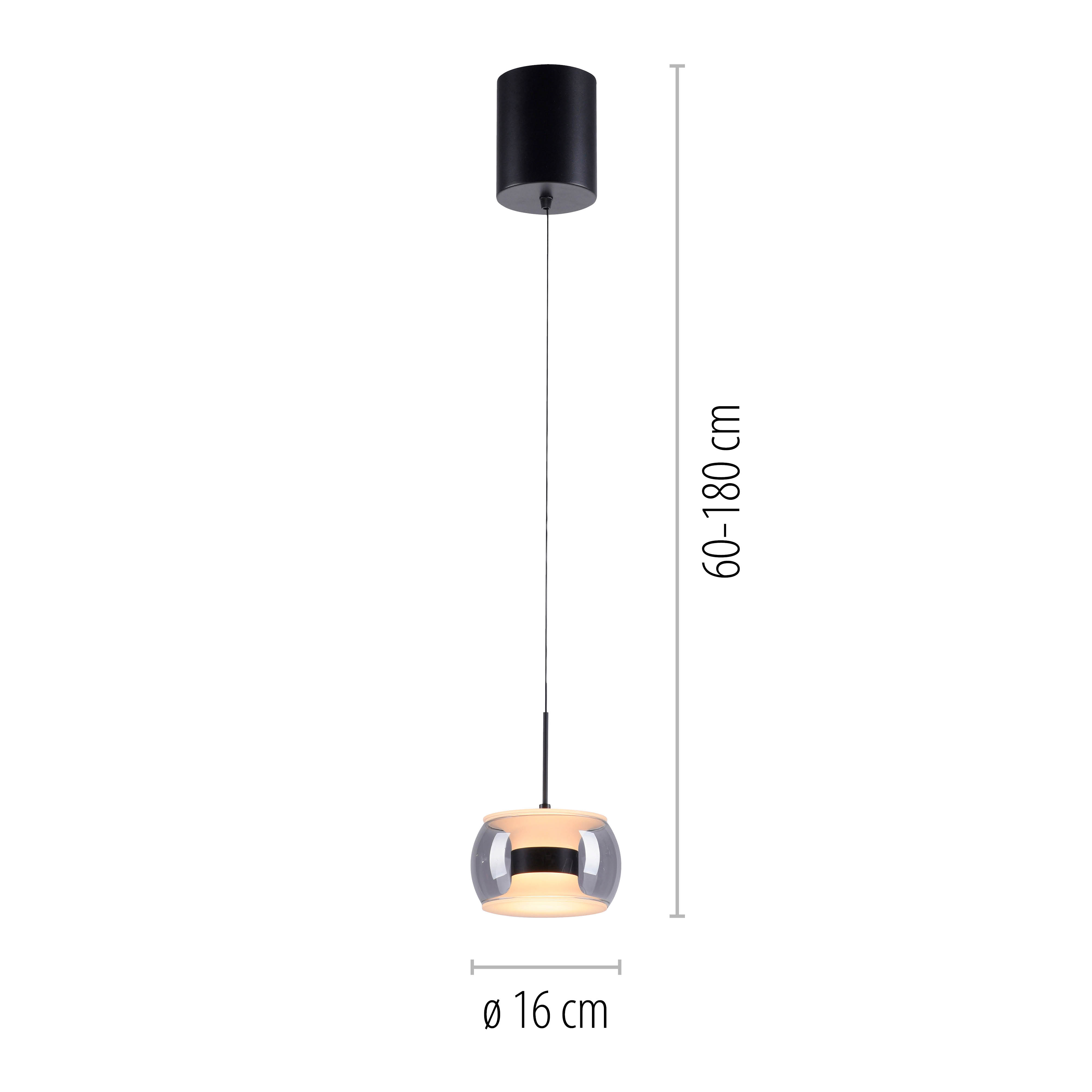 Pendelleuchte FUMEA - 1-flg., LED, schwarz, Höhenverstellbar