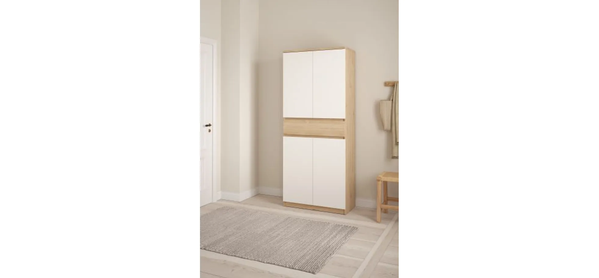 Schuhschrank - B ca. 81 cm, Jackson Hickory Nachbildung, Weiß