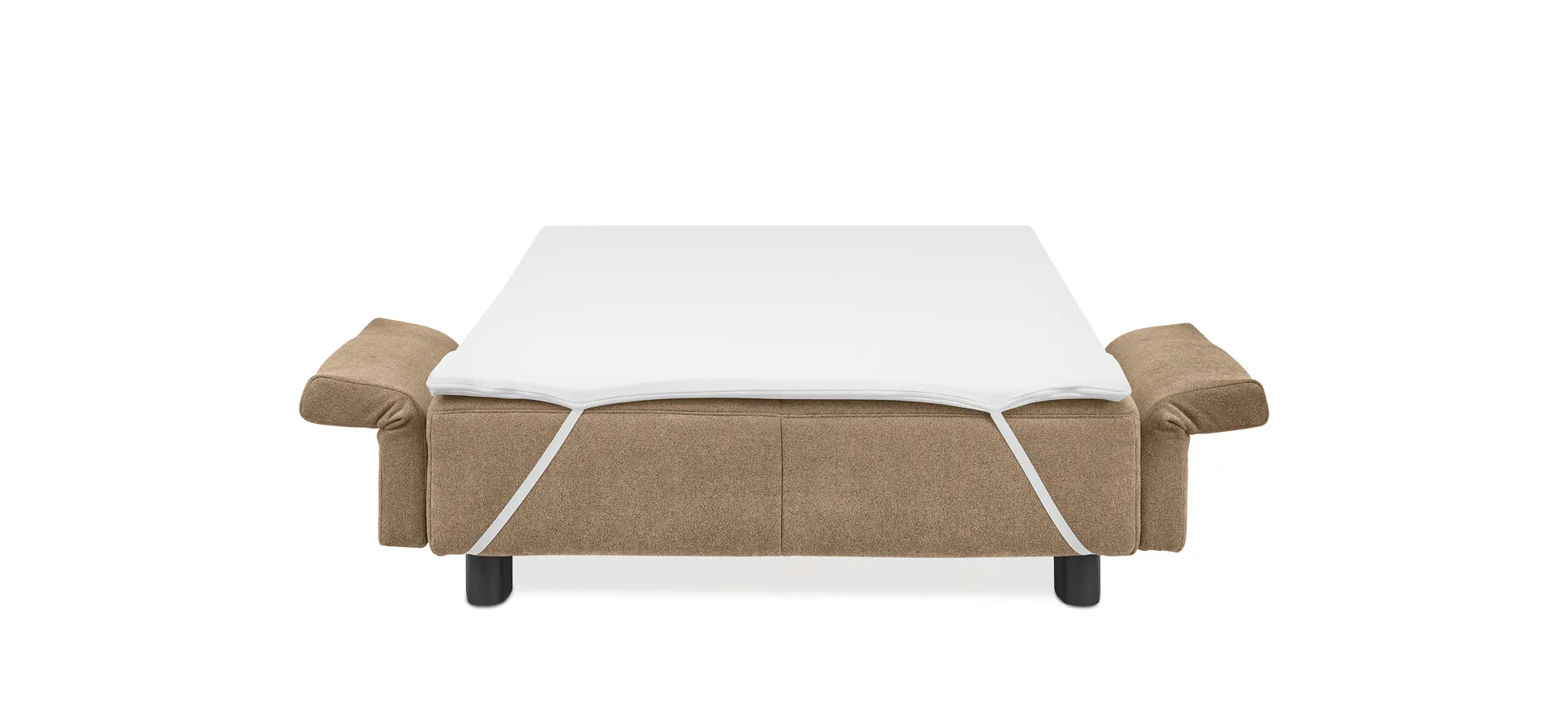  Faltsofa Easy - 2-Sitzer, ca. 140 cm inkl. Schlaffunktion/Topper/Armteil verstellbar, Stoff, Braun
