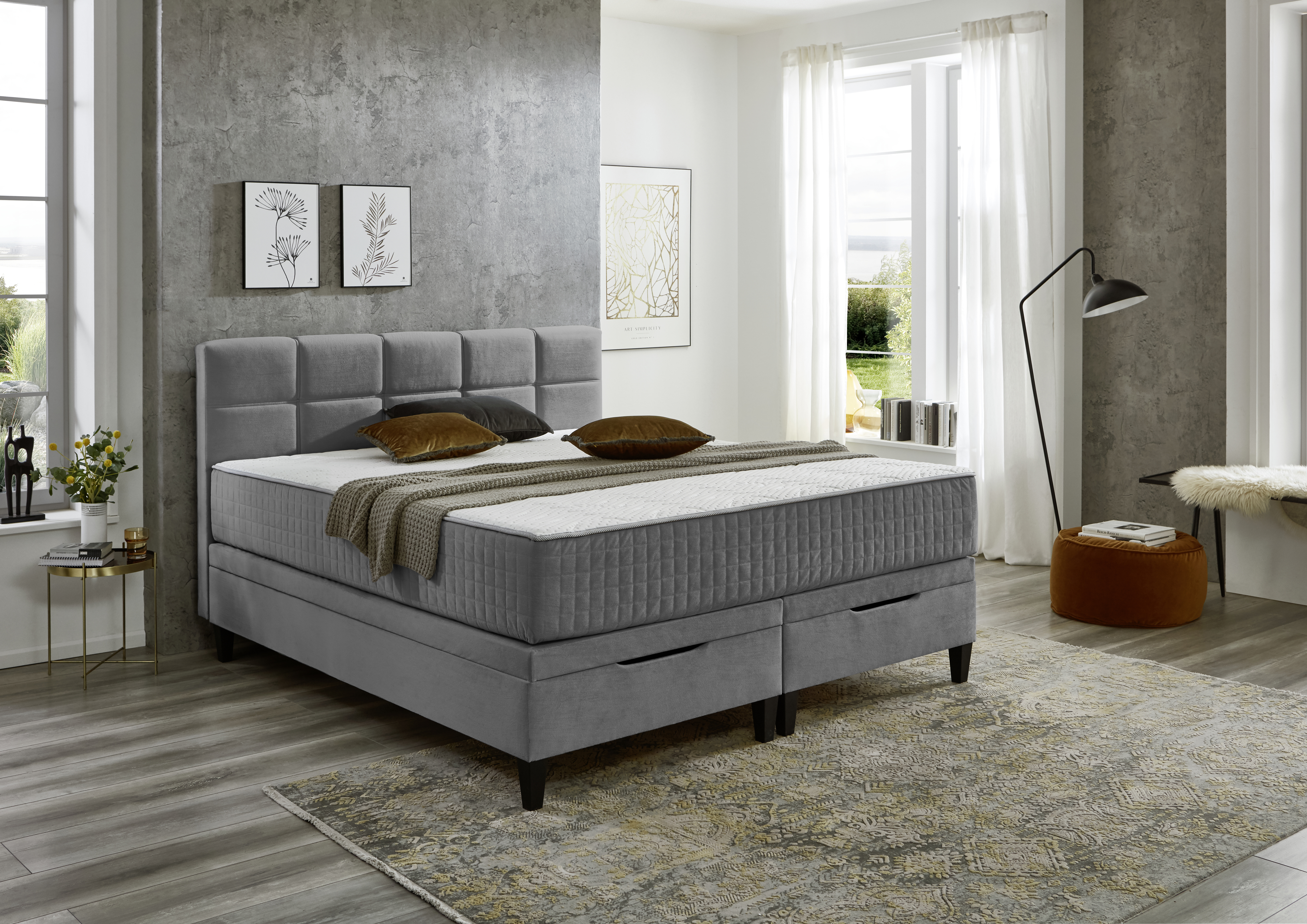 Boxspringbett, grau - MyStyle 3085