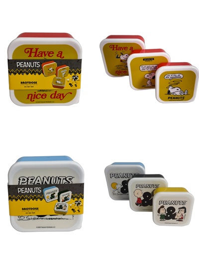 Brotdose, 3-er Set - Peanuts, rot